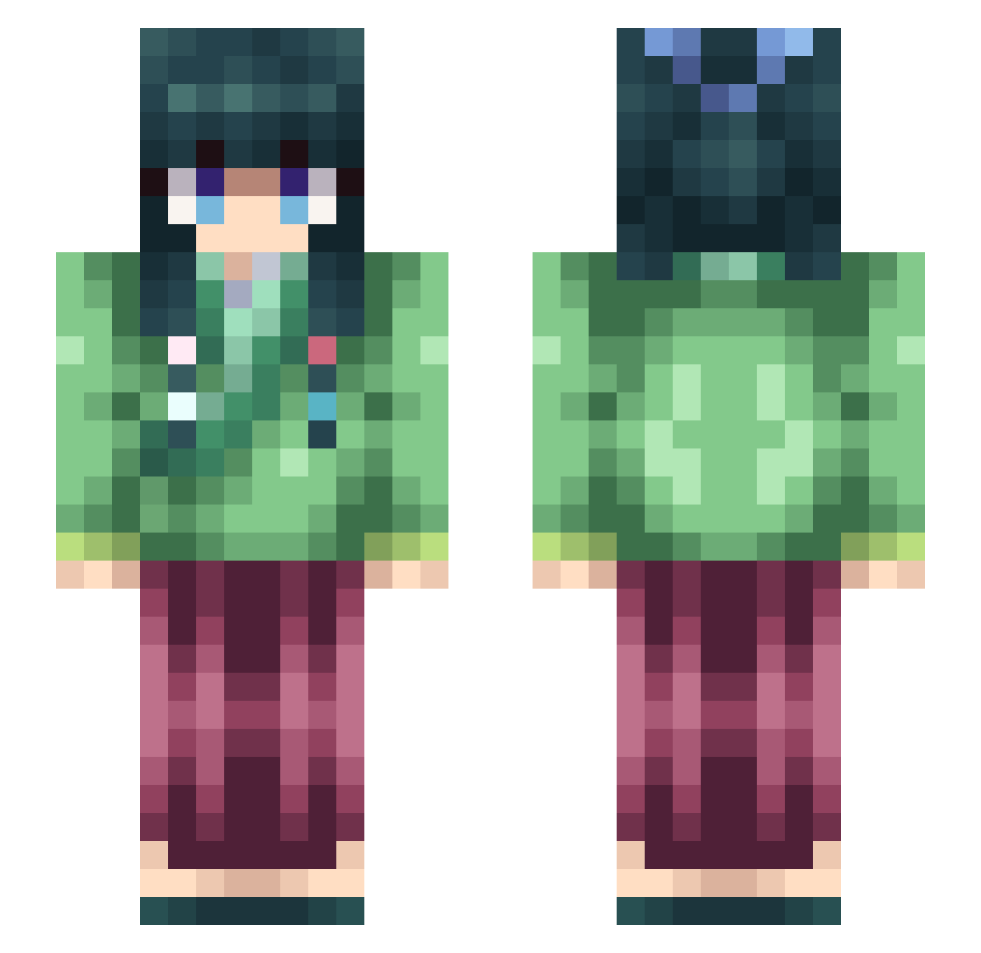 Mrs_Hof Minecraft skin, front and back view