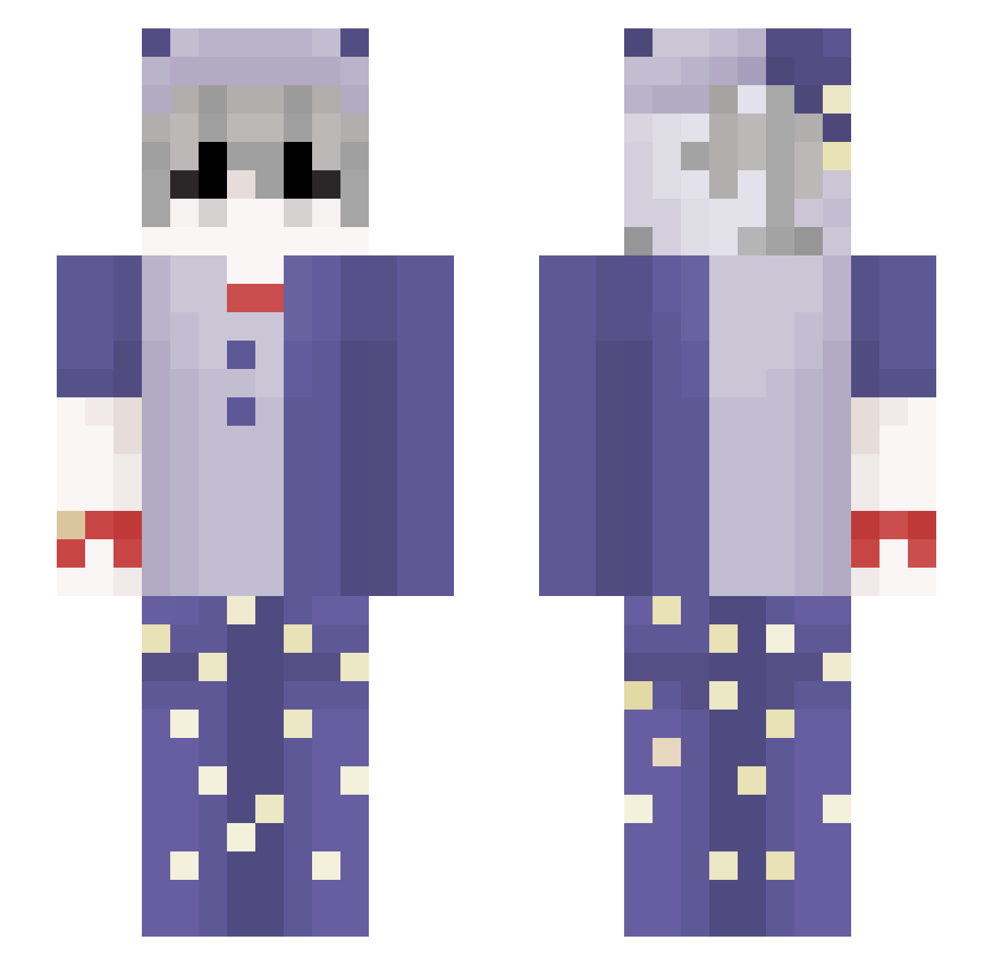 penilajs Minecraft skin, front and back view