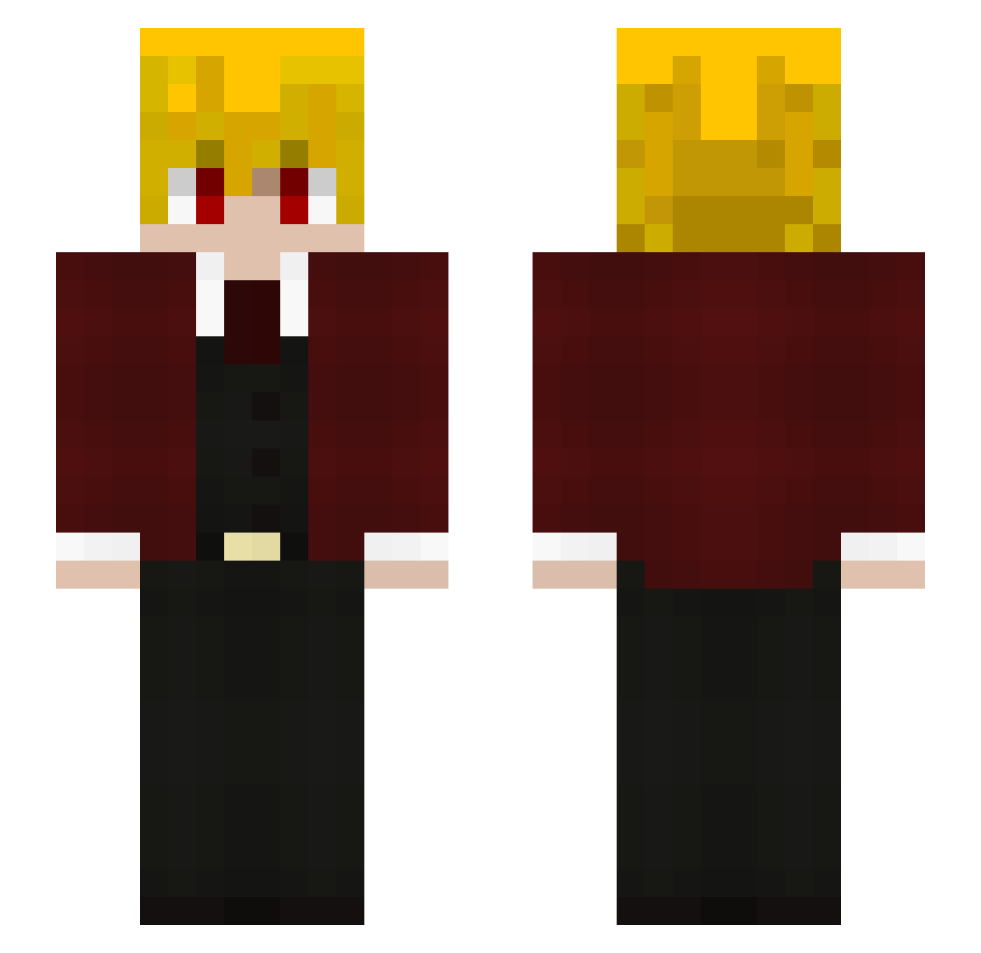 ReachClient Minecraft skin, front and back view