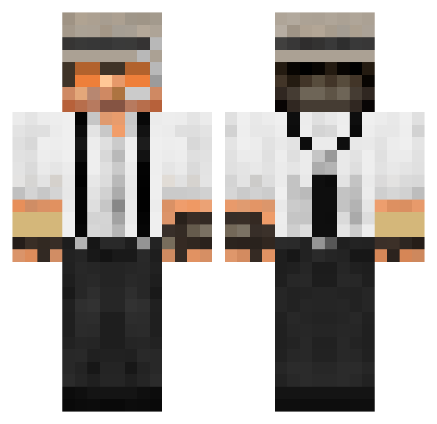 TheeHelheim Minecraft skin, front and back view