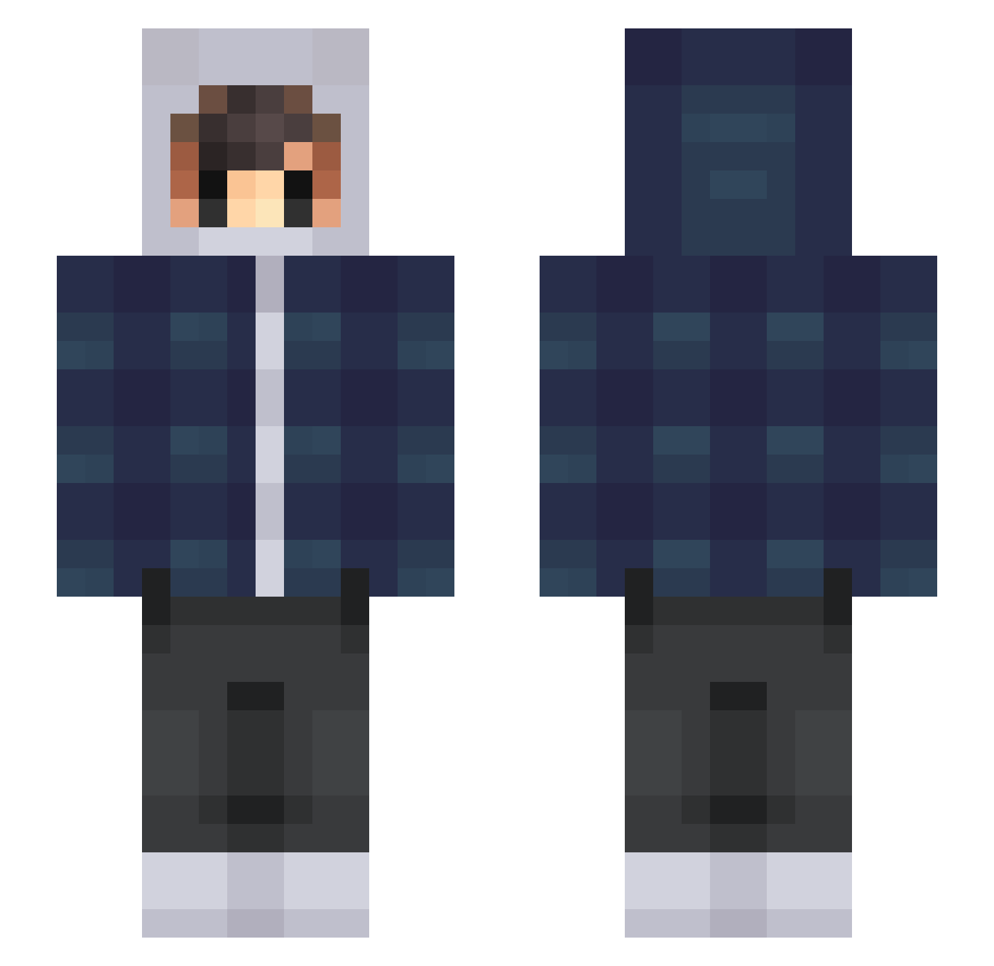 WinchesterL Minecraft skin, front and back view