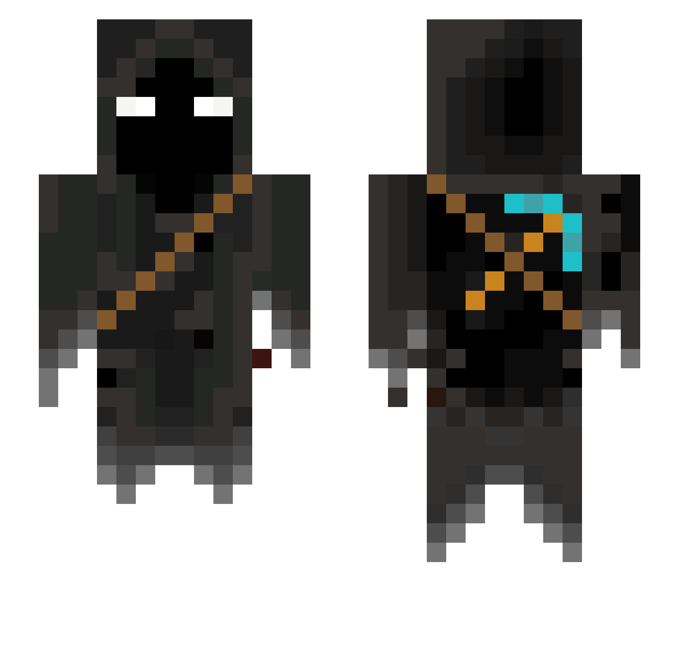 Skivers Minecraft skin, front and back view
