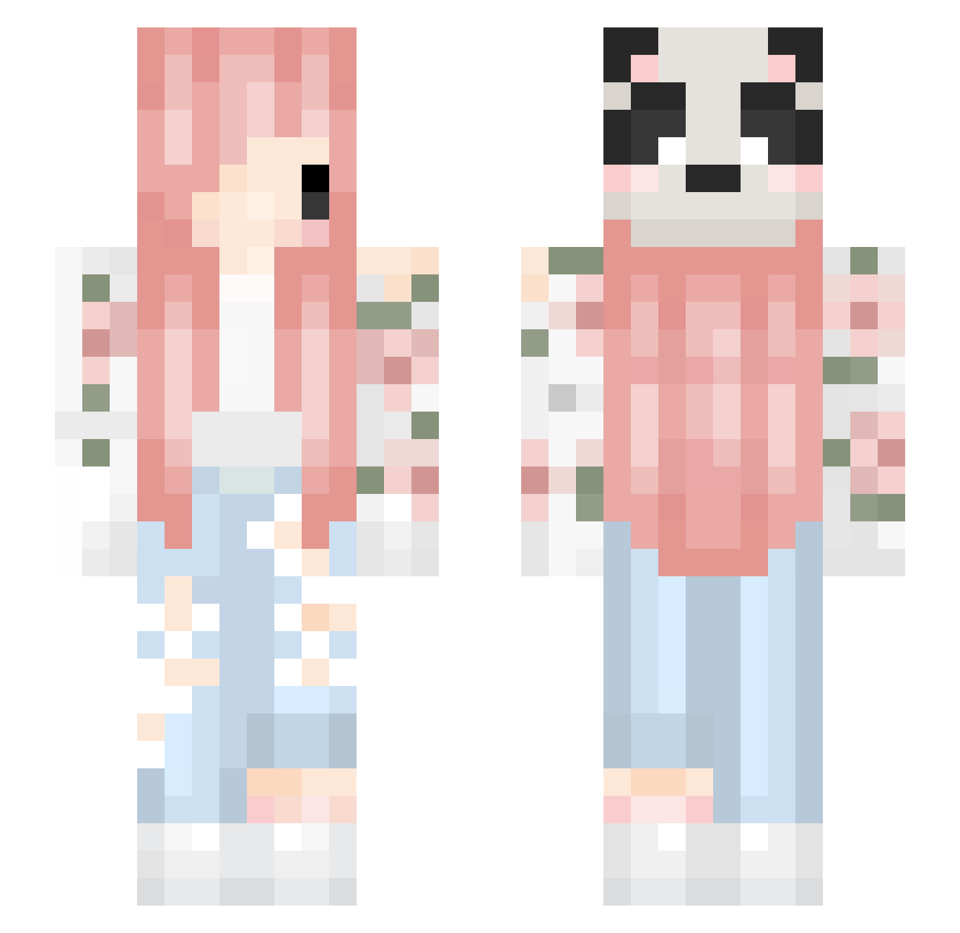 Dearest Minecraft skin, front and back view