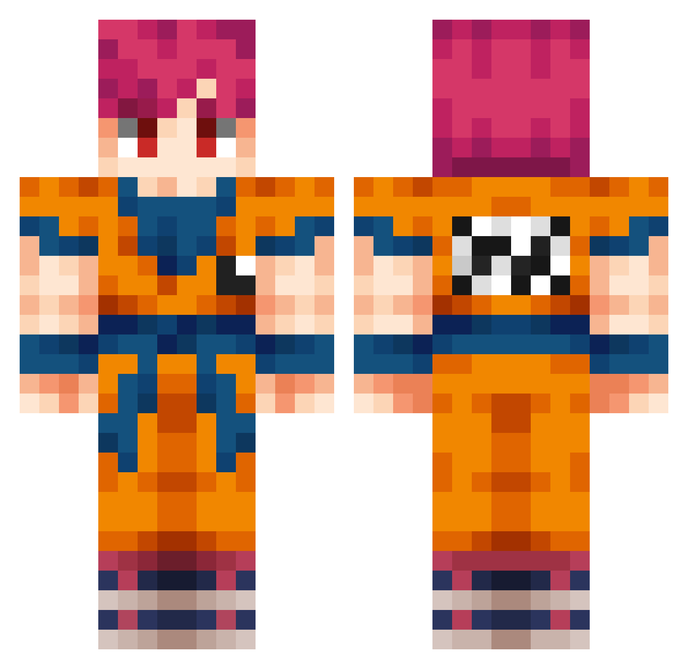 Jynx_YT Minecraft skin, front and back view