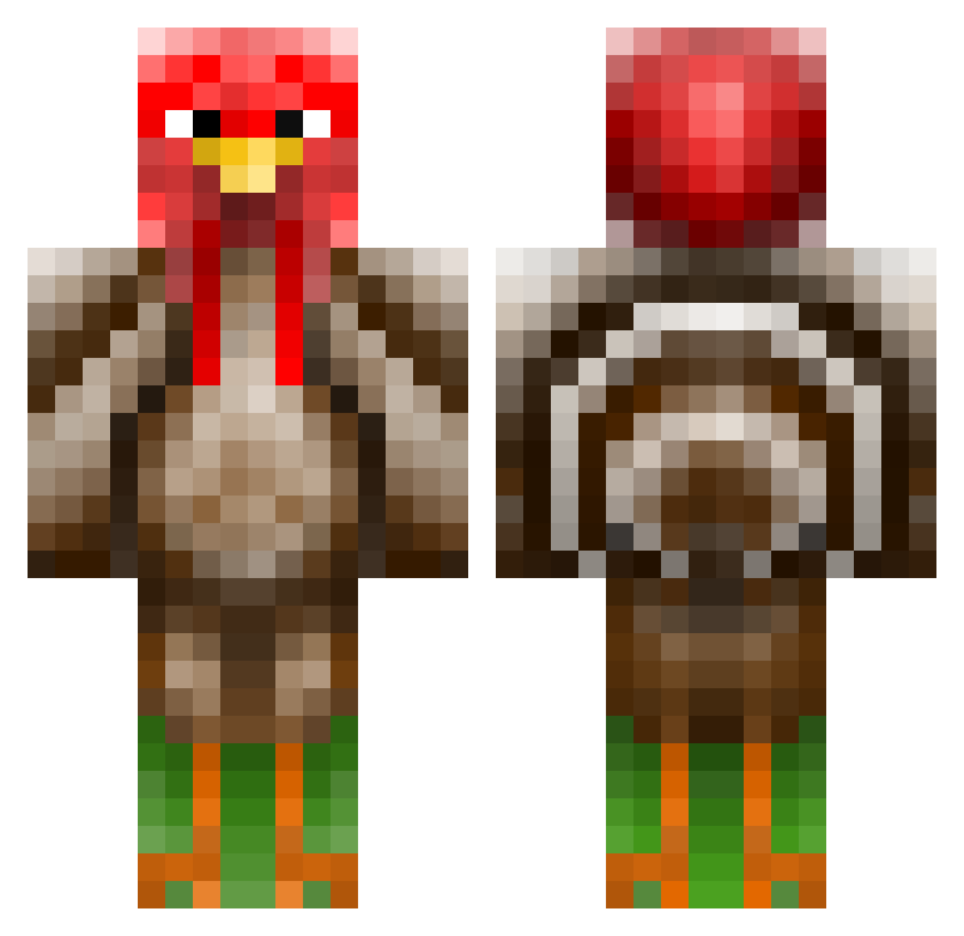 NUCL3ARWALRUS Minecraft skin, front and back view