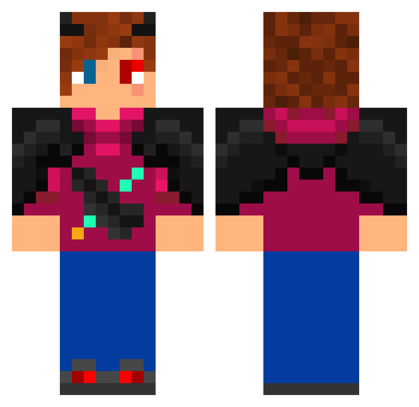 Pelili Minecraft skin, front and back view