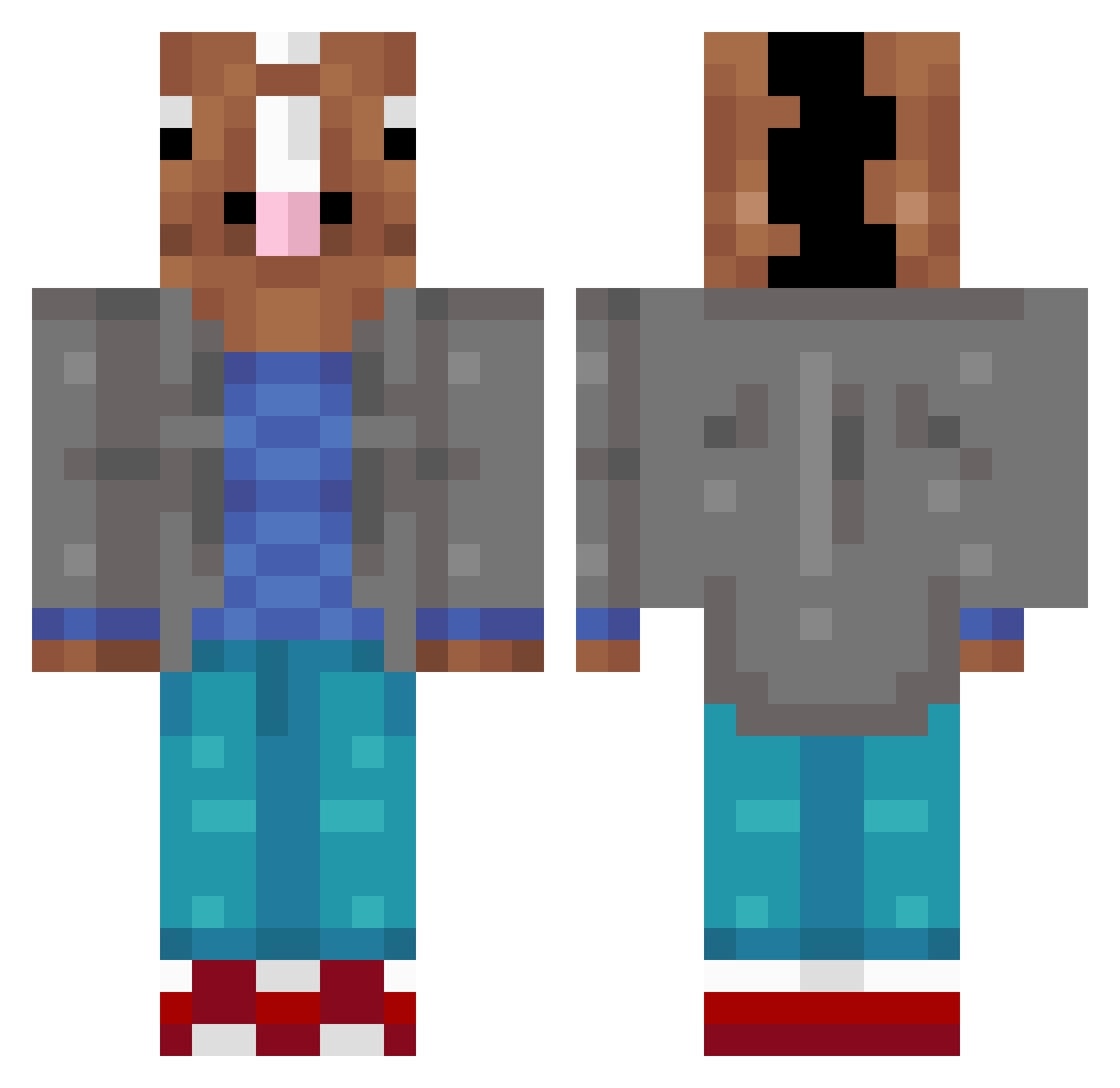 Foxbane Minecraft skin, front and back view