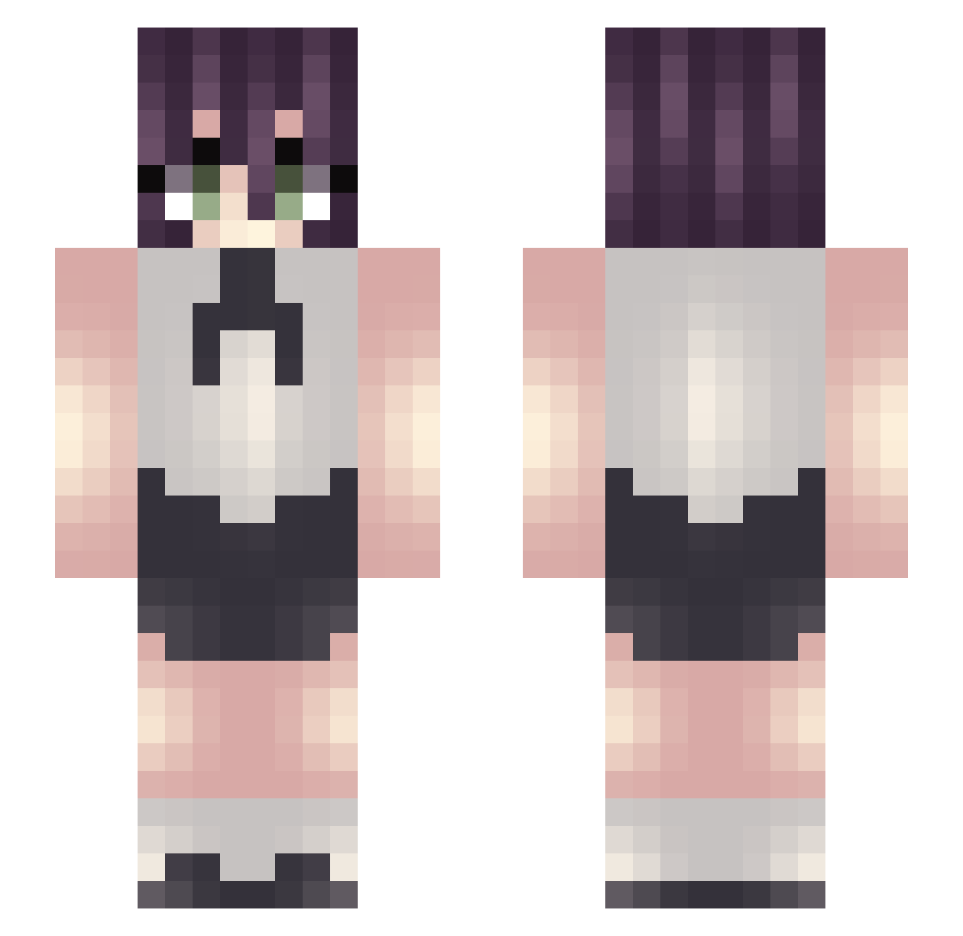 Carborator Minecraft skin, front and back view