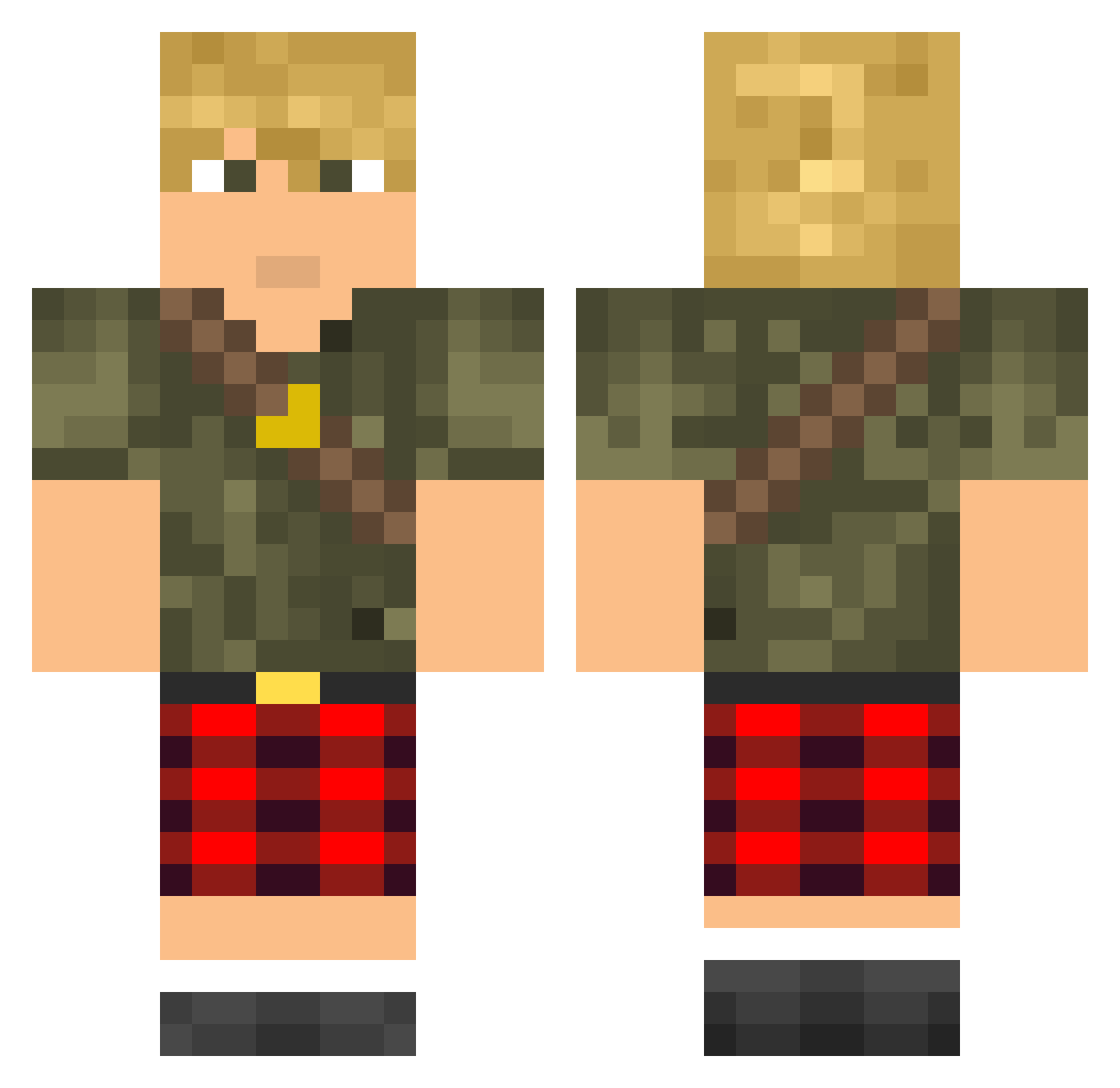 quavers Minecraft skin, front and back view
