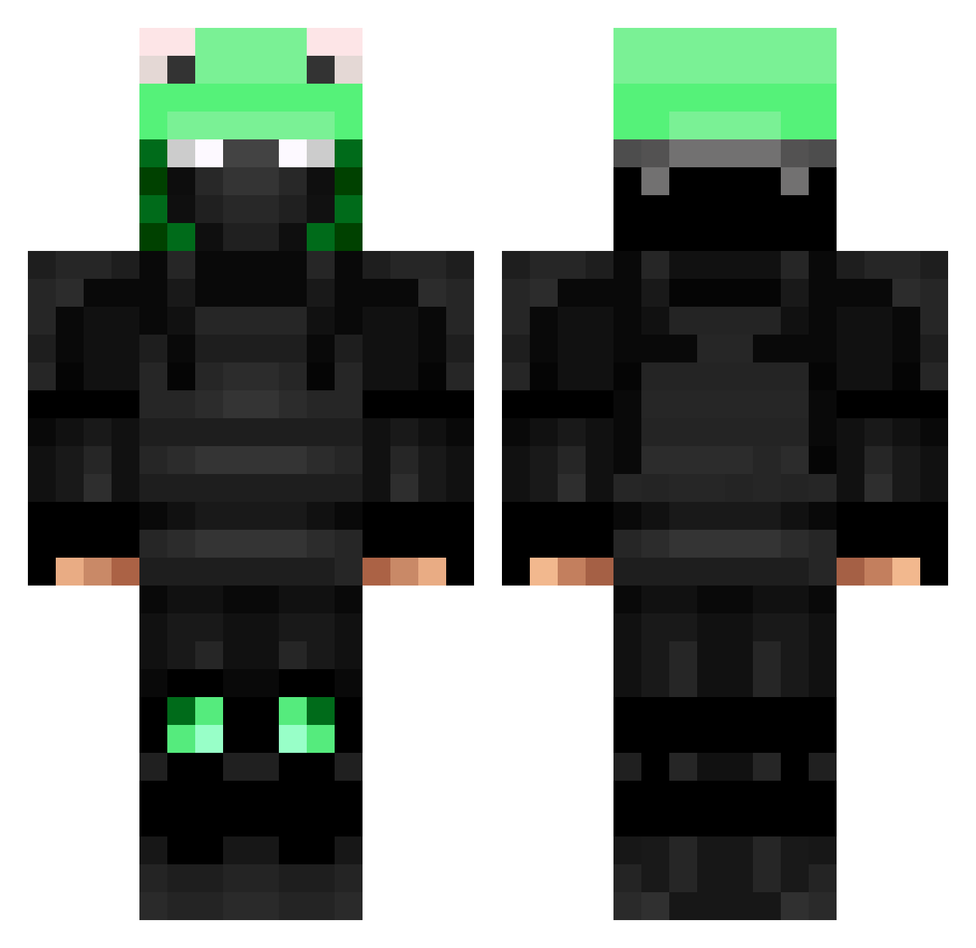 Melonite Minecraft skin, front and back view