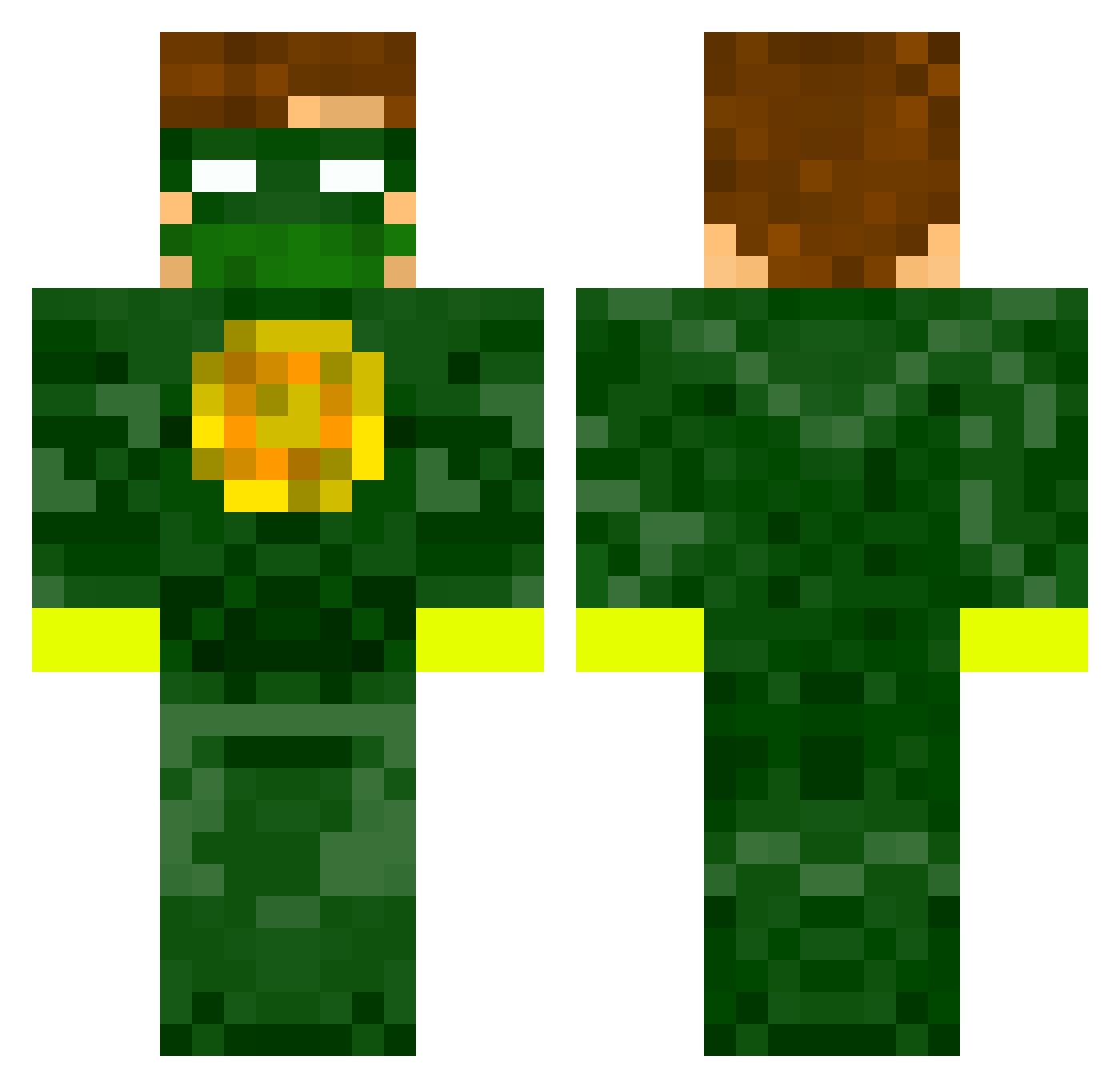 UltraDeca Minecraft skin, front and back view