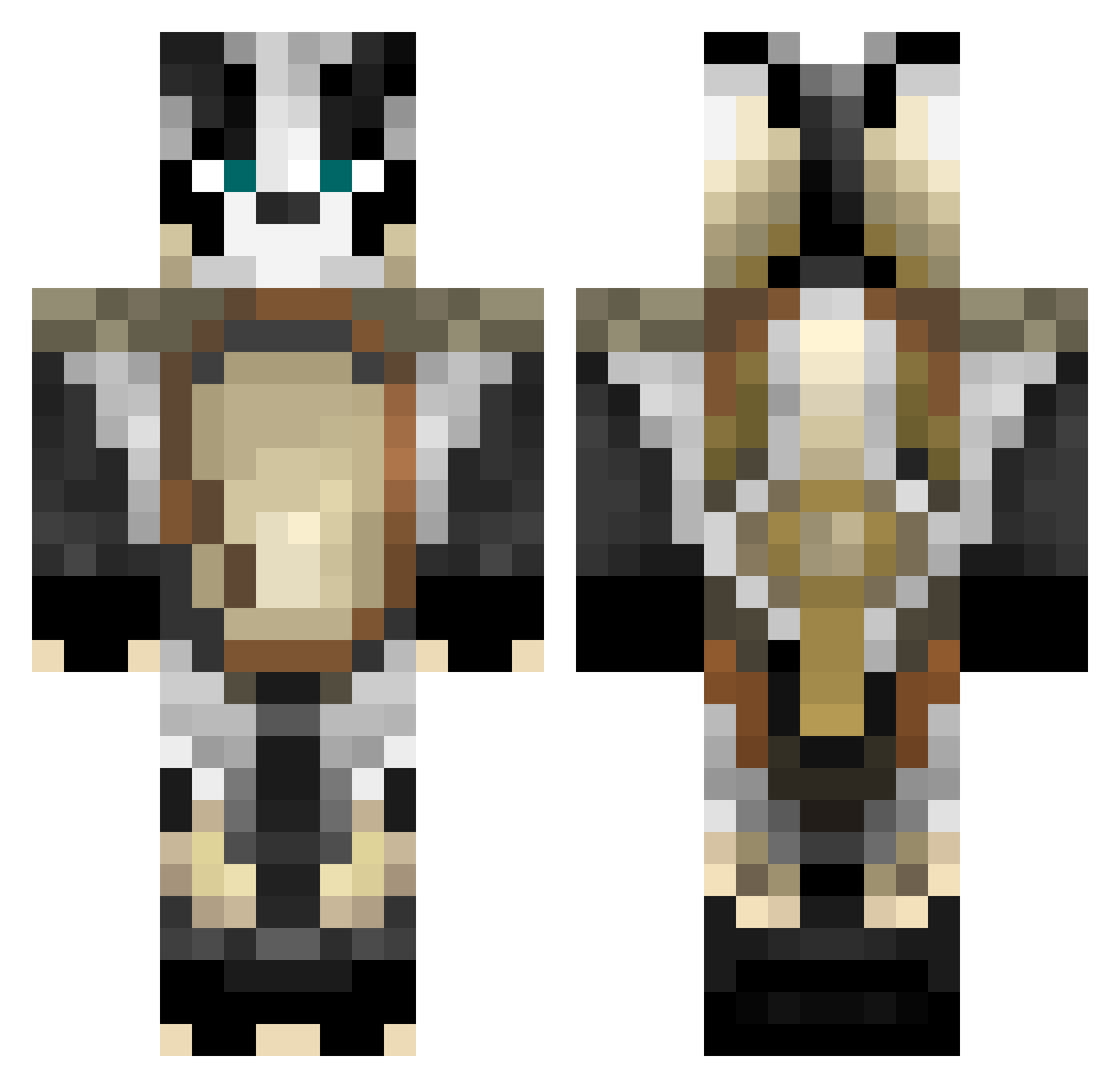 Redheadbadger Minecraft skin, front and back view
