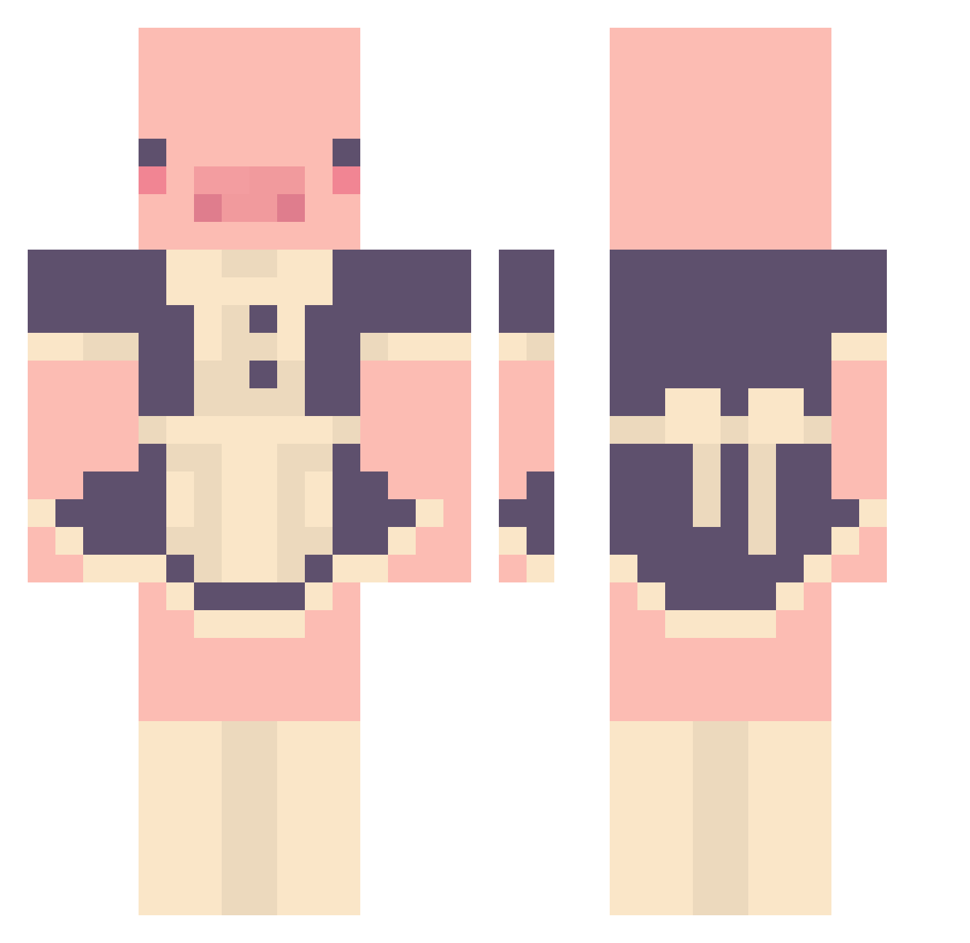 xDDhebn Minecraft skin, front and back view