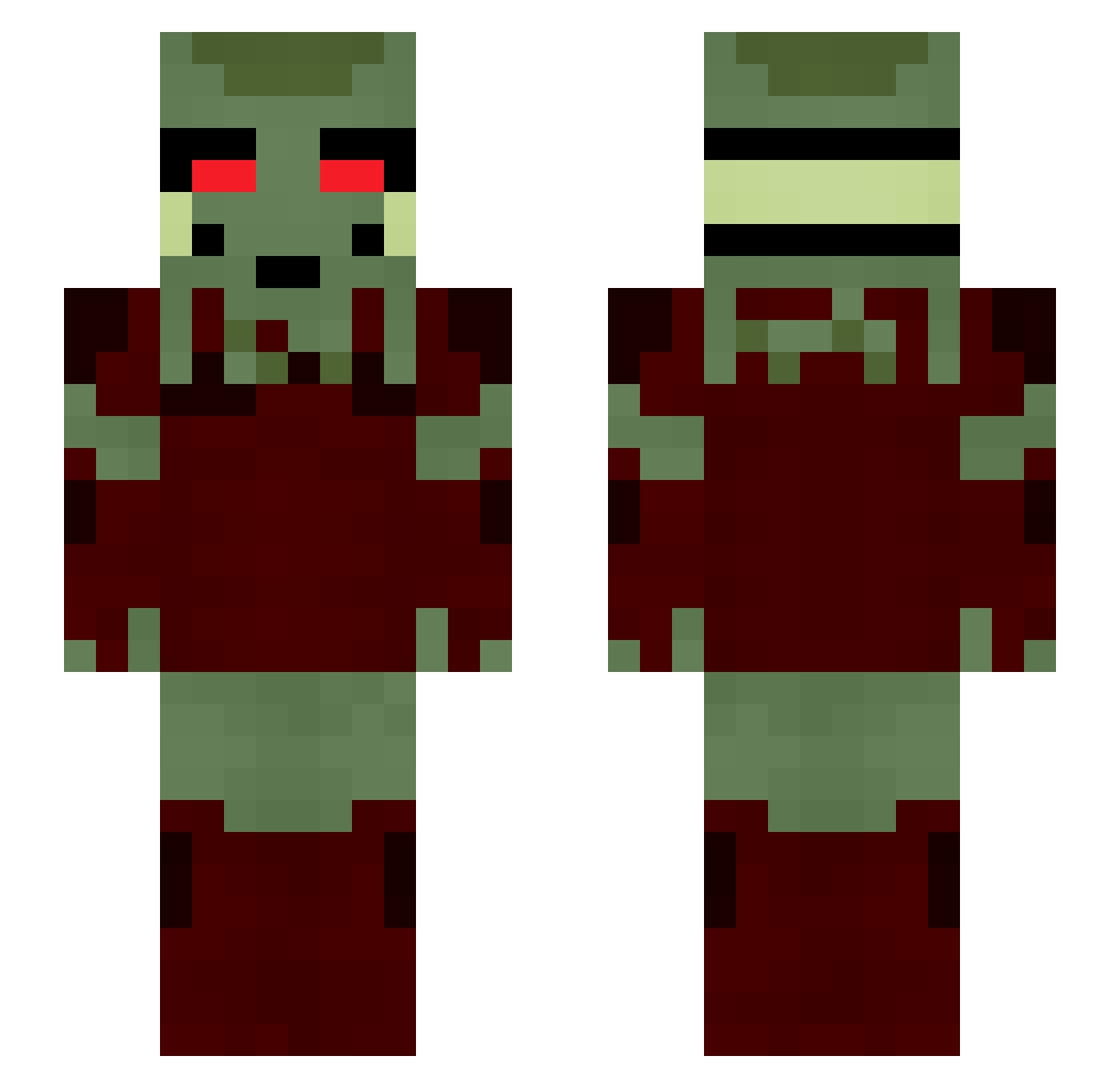 Fugue Minecraft skin, front and back view
