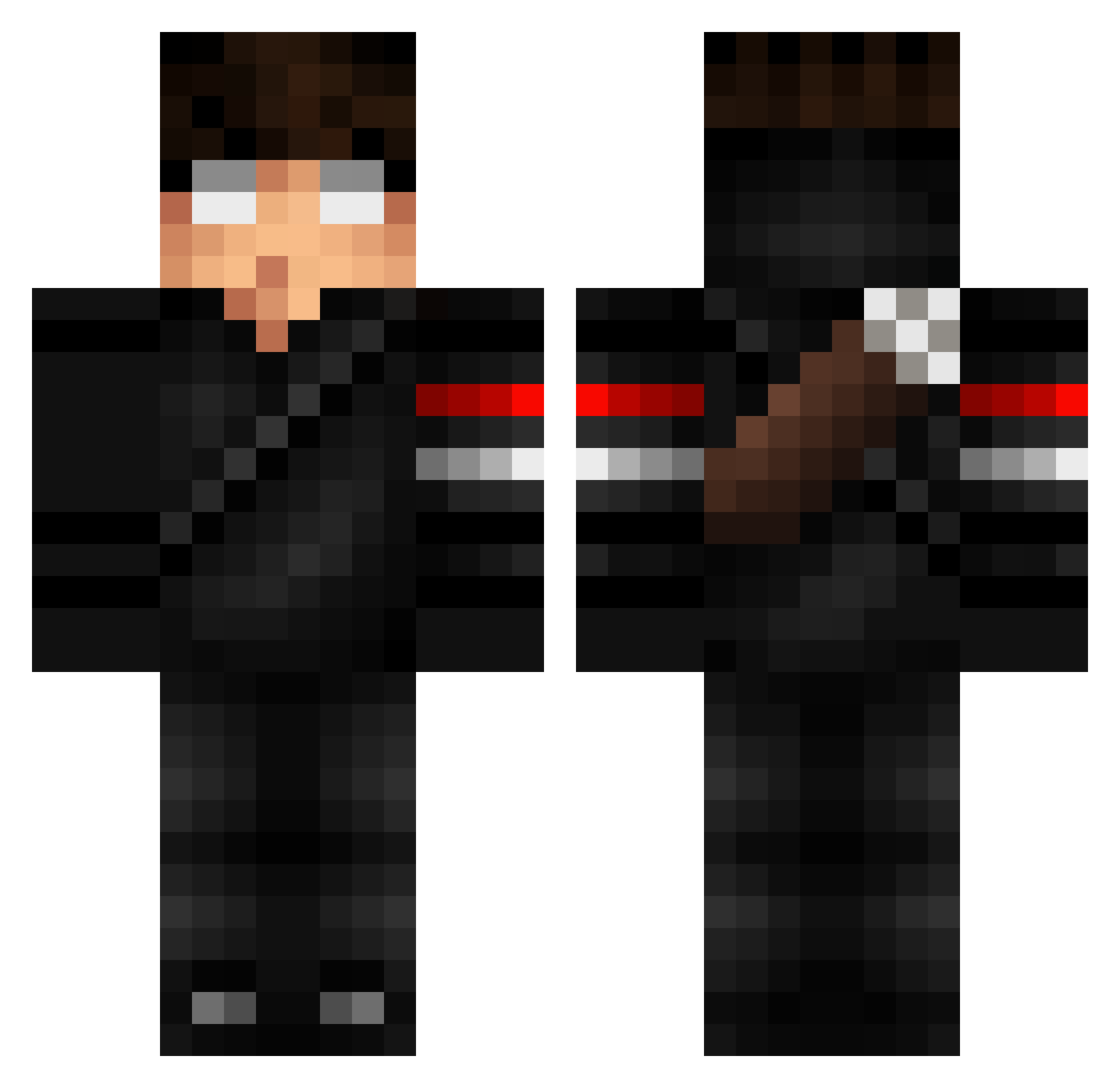 Sculling Minecraft skin, front and back view