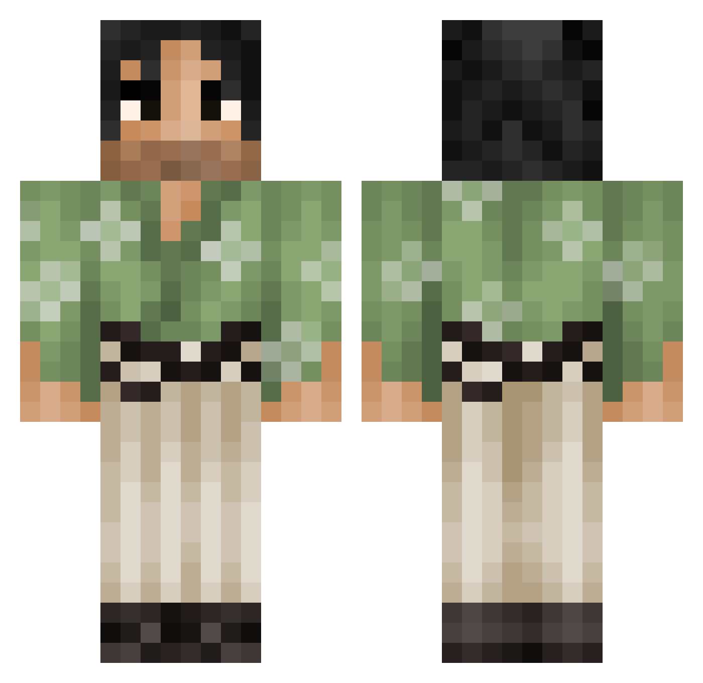 Yaaahspur Minecraft skin, front and back view