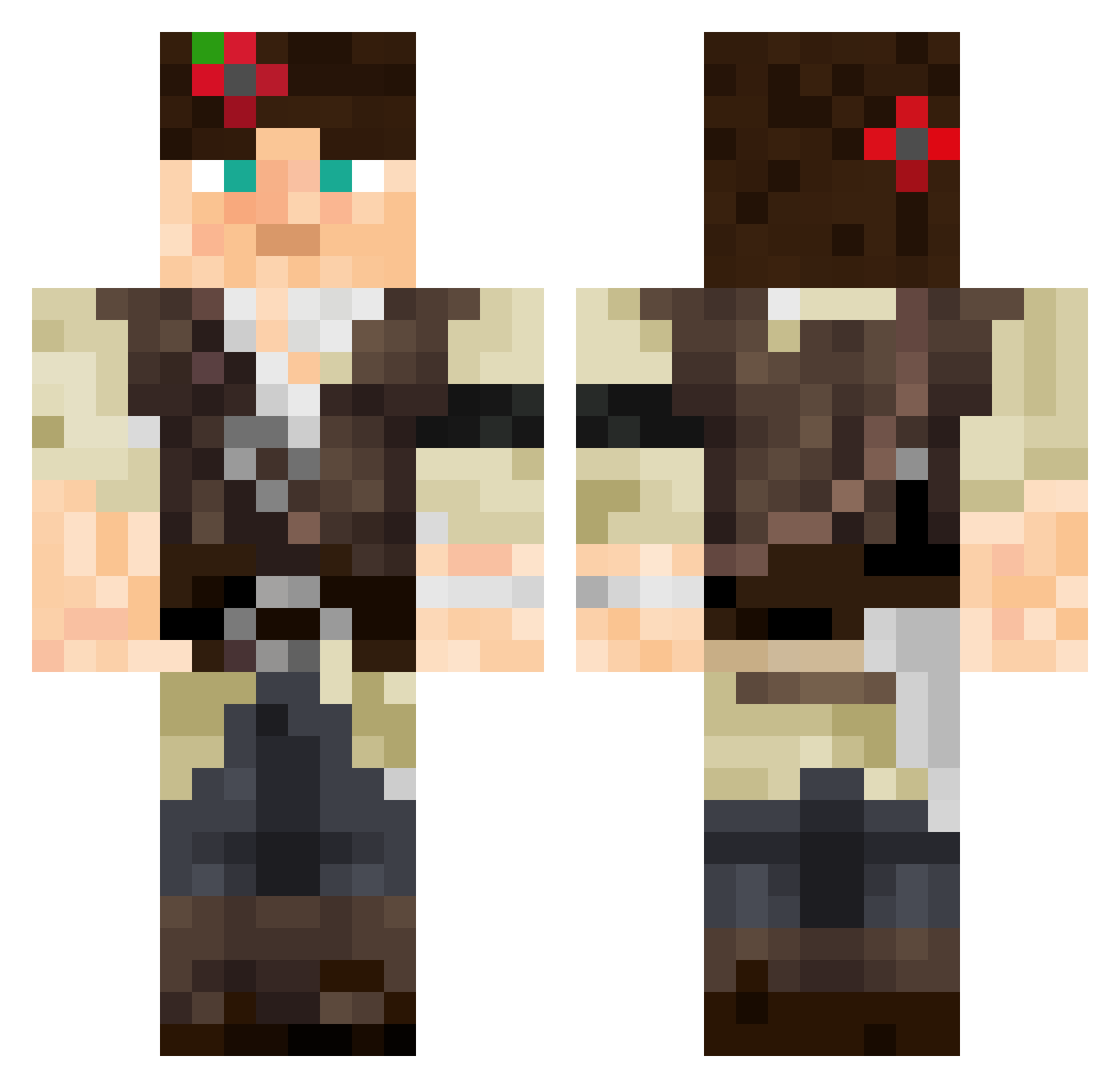 MadJezz Minecraft skin, front and back view