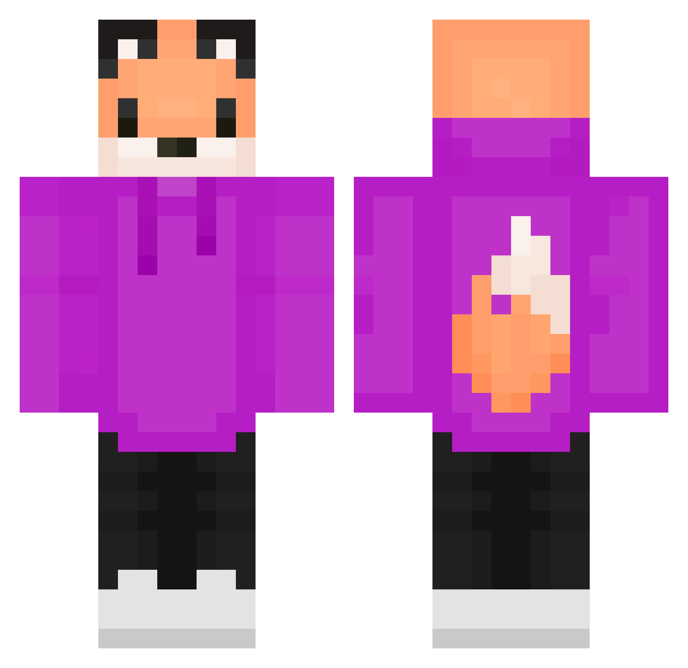CaoMilkun2k9Nek Minecraft skin, front and back view