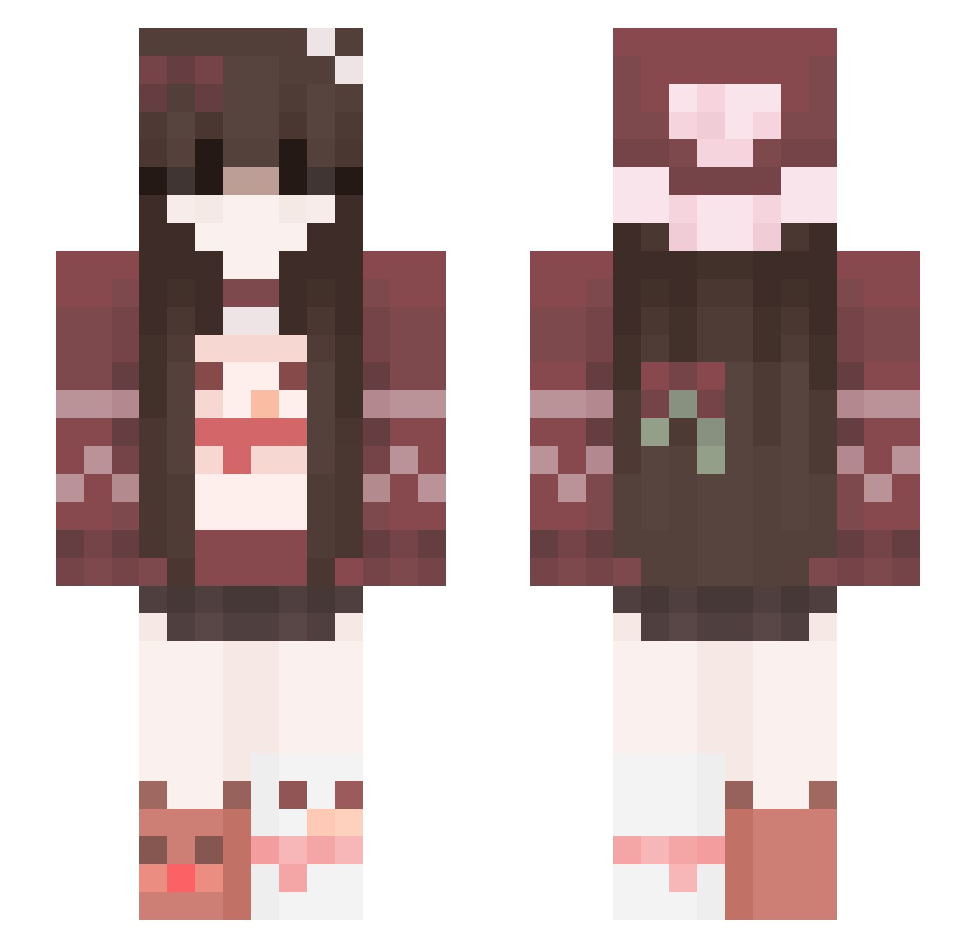 LostSinzX Minecraft skin, front and back view