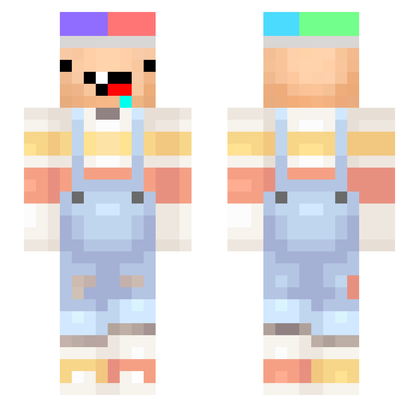 KnockbackQock Minecraft skin, front and back view