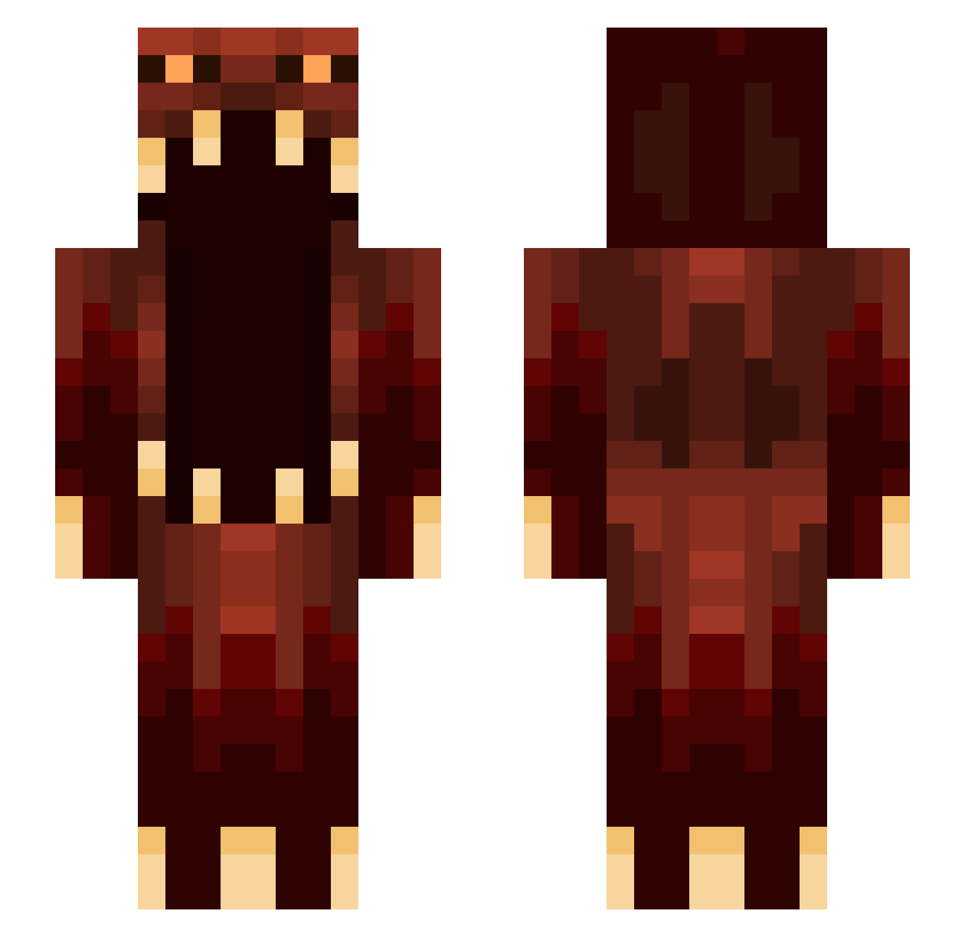 Sikeos Minecraft skin, front and back view