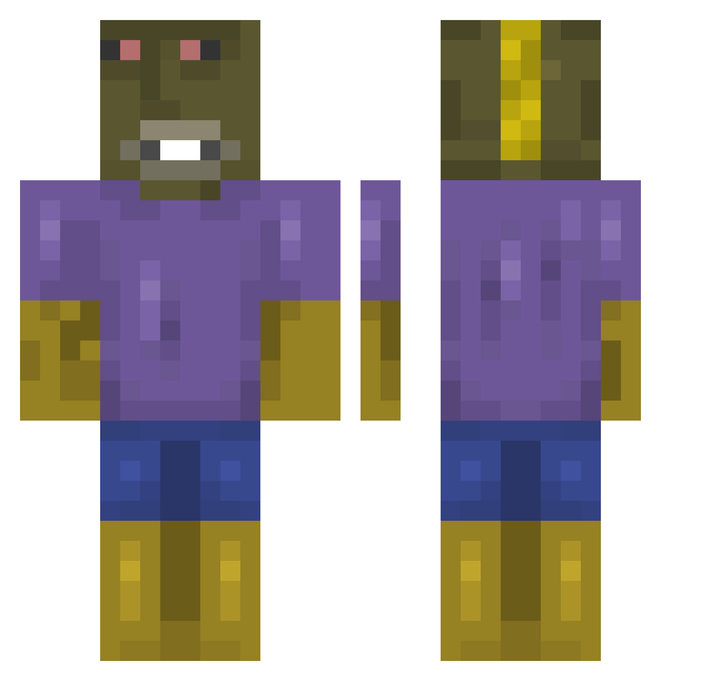 NoSoyMankito Minecraft skin, front and back view