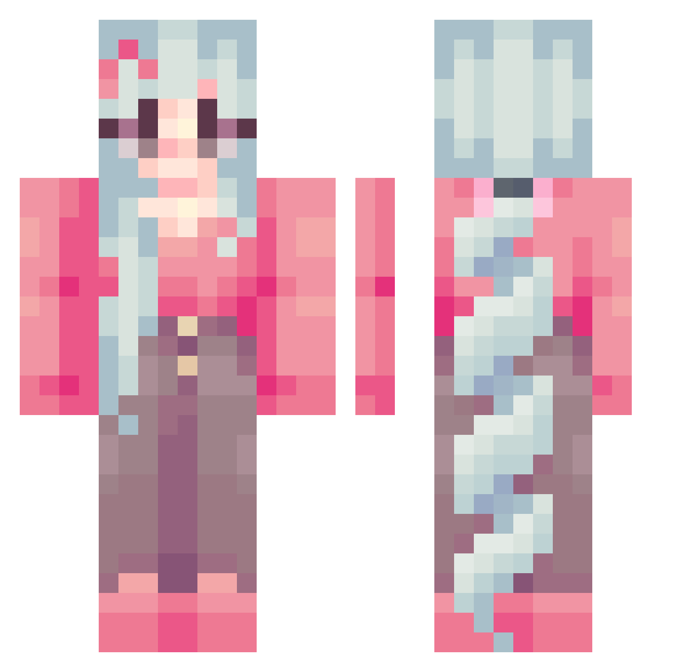 mishymash Minecraft skin, front and back view