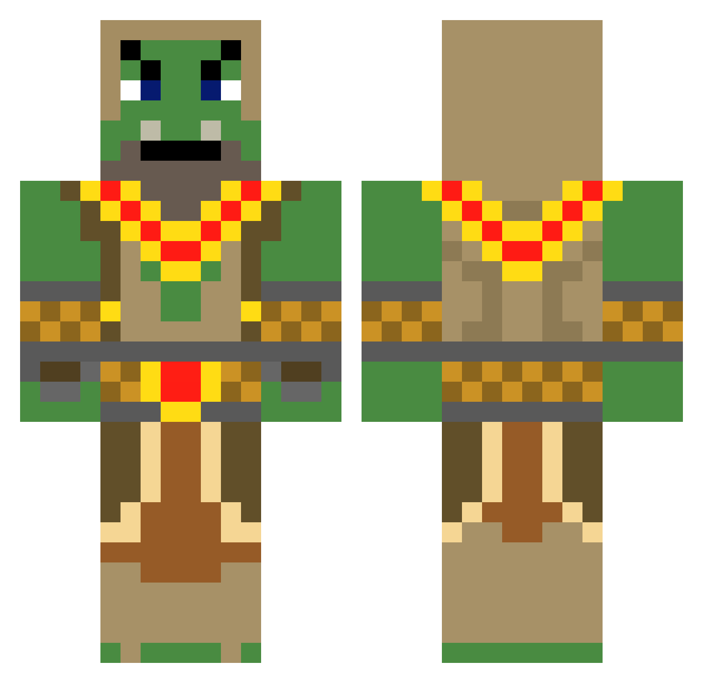 Replicate Minecraft skin, front and back view