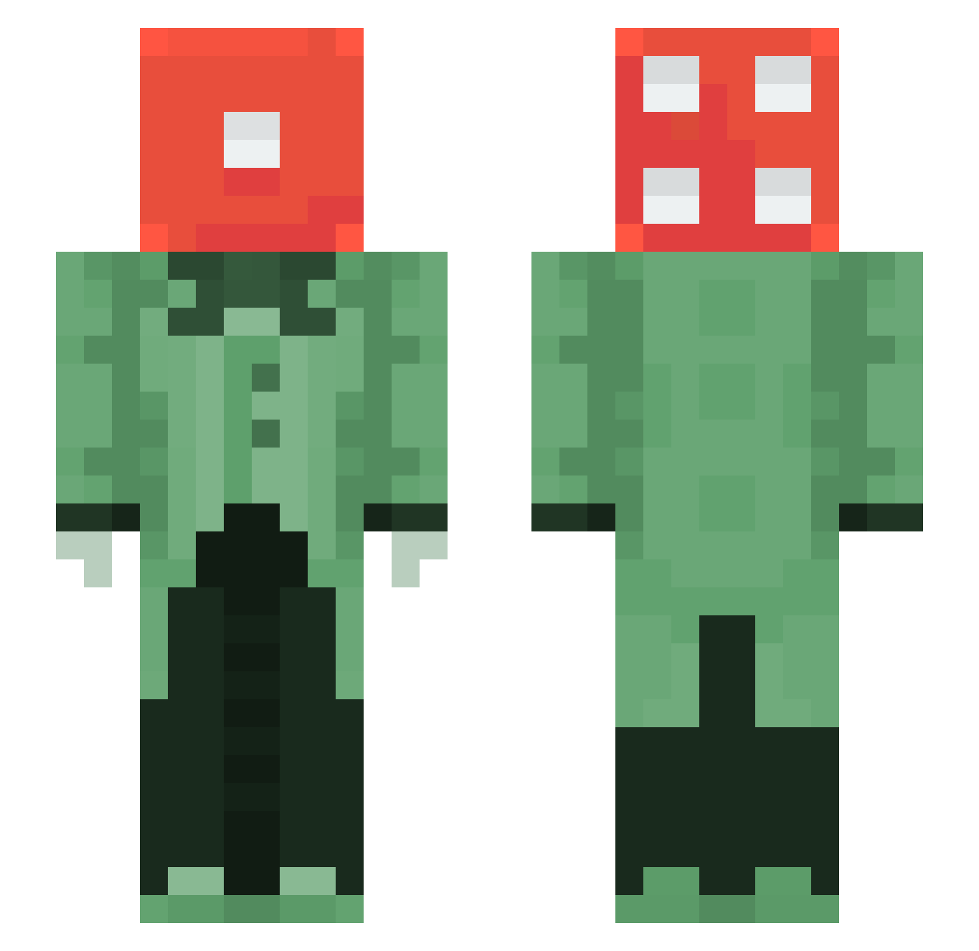 larcenist Minecraft skin, front and back view
