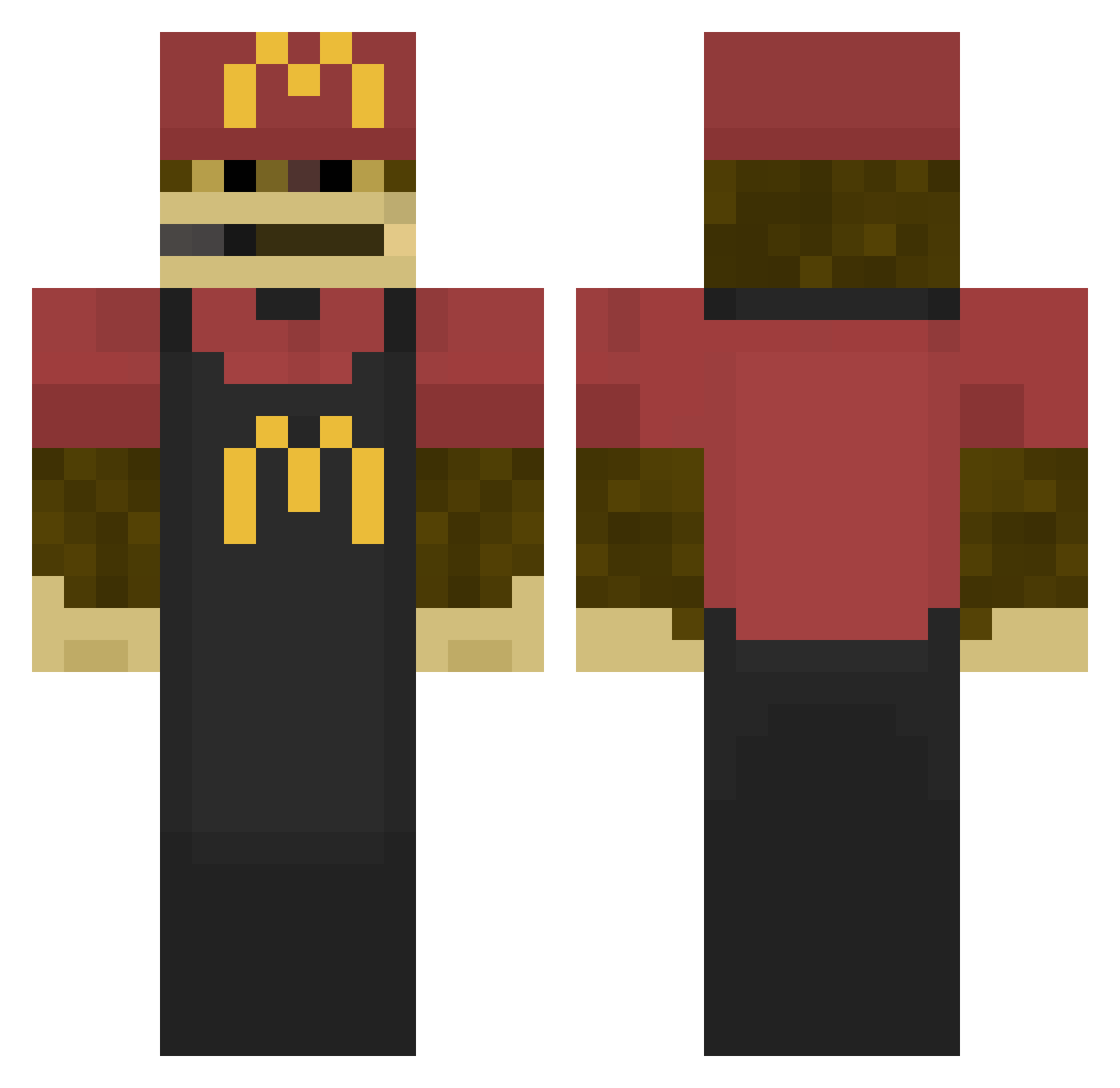 Duckyfluxer Minecraft skin, front and back view