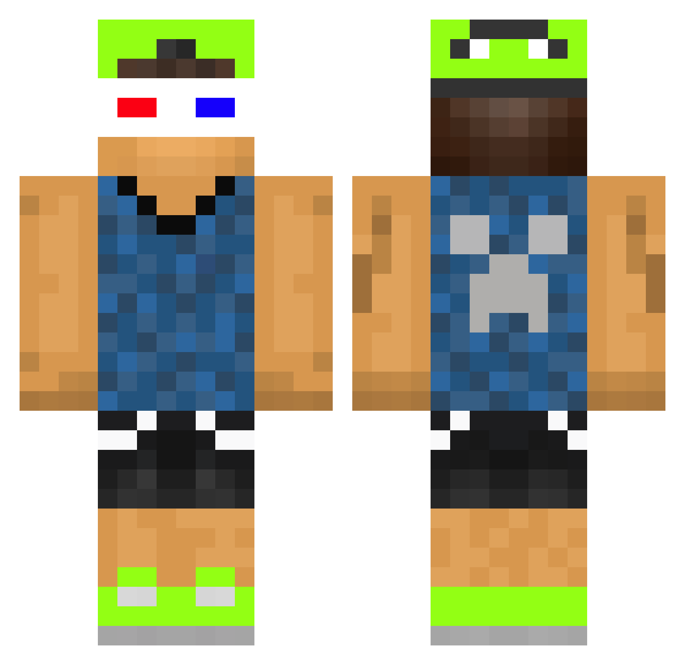 Necrogenic Minecraft skin, front and back view