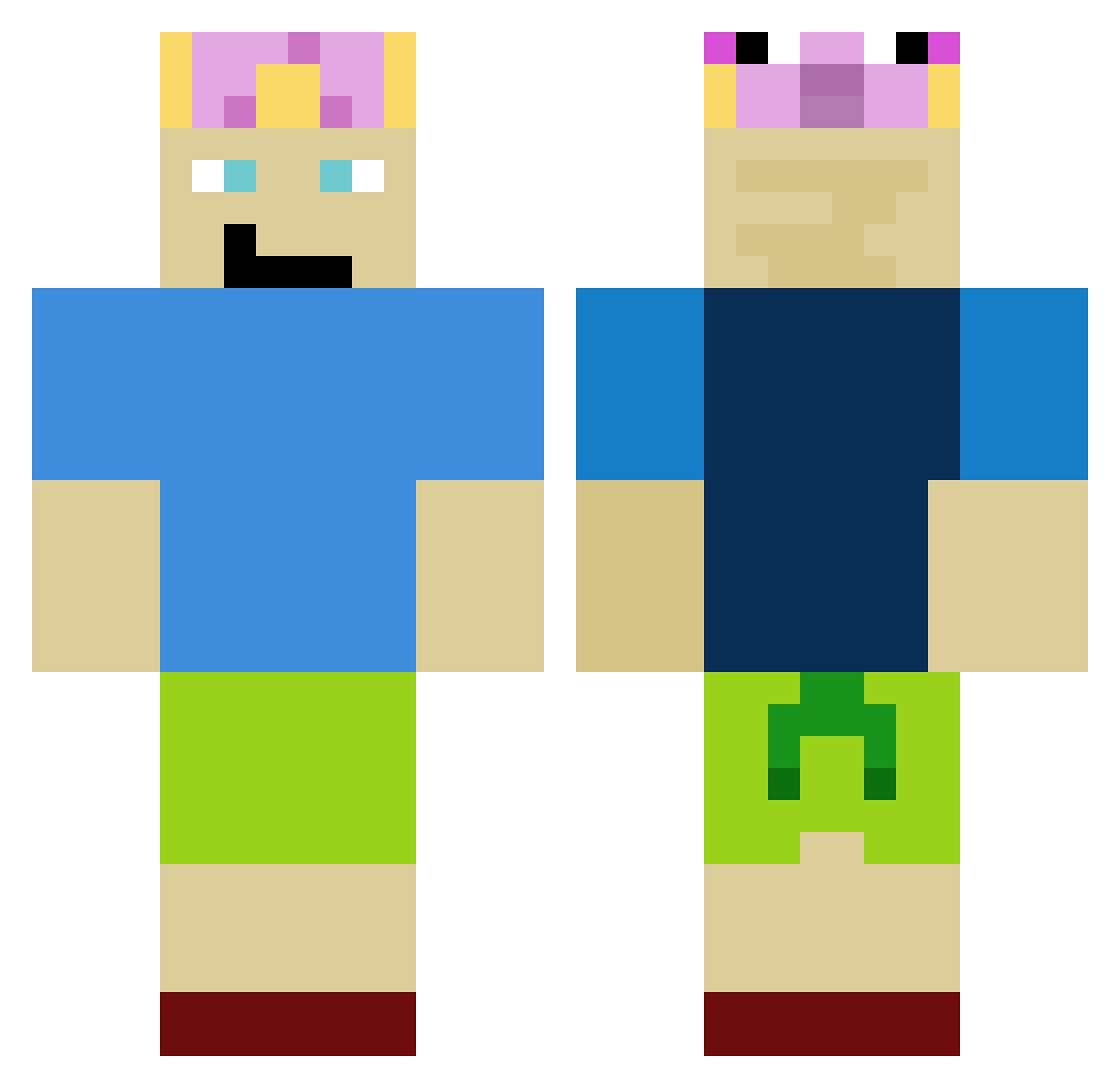 Sans3165 Minecraft skin, front and back view