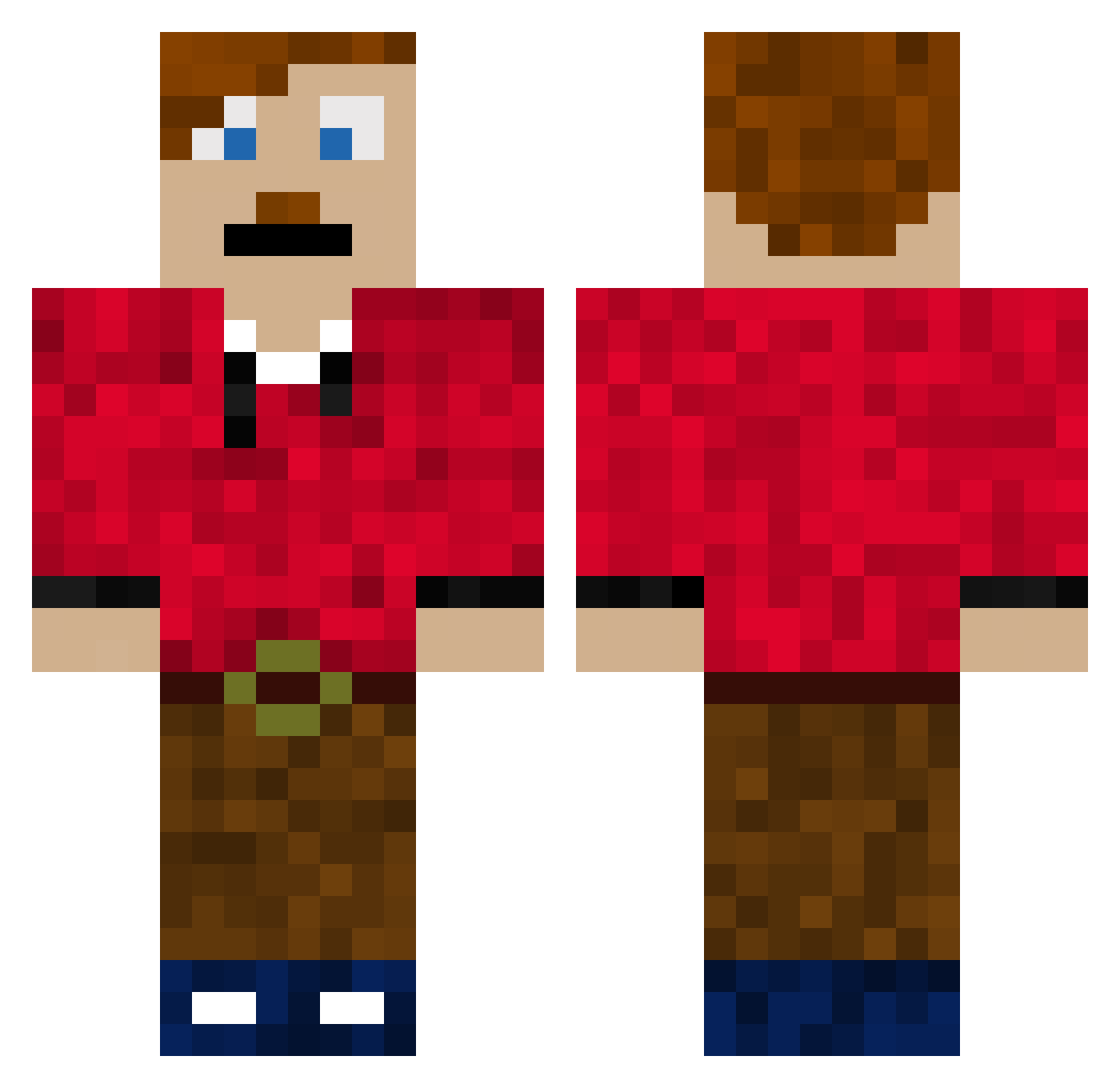 Robokills Minecraft skin, front and back view