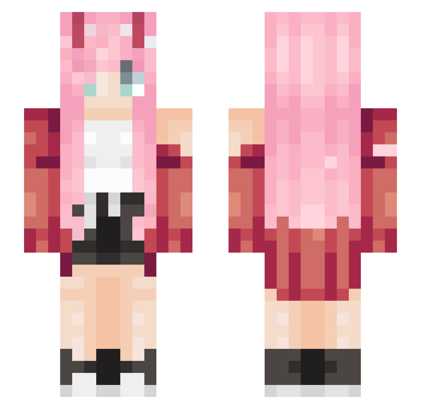Tumblr_Girl123 Minecraft skin, front and back view