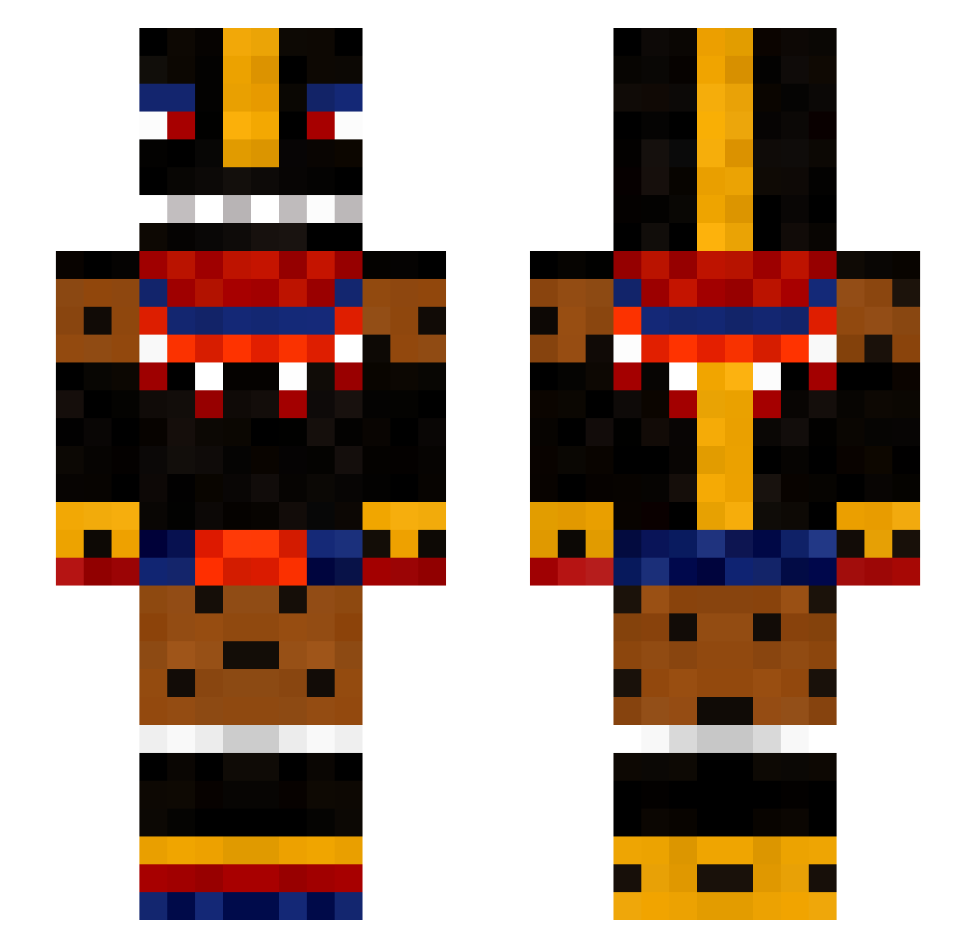 Projecting Minecraft skin, front and back view