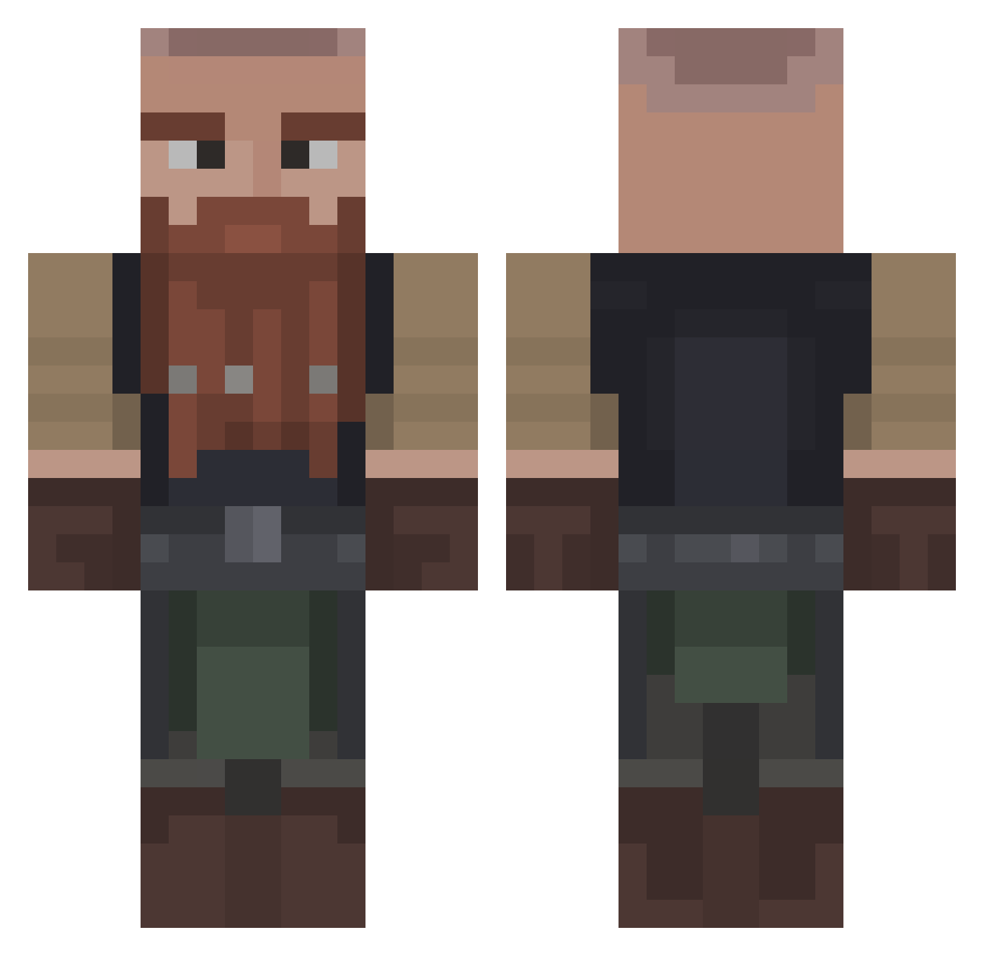 Dokker90 Minecraft skin, front and back view