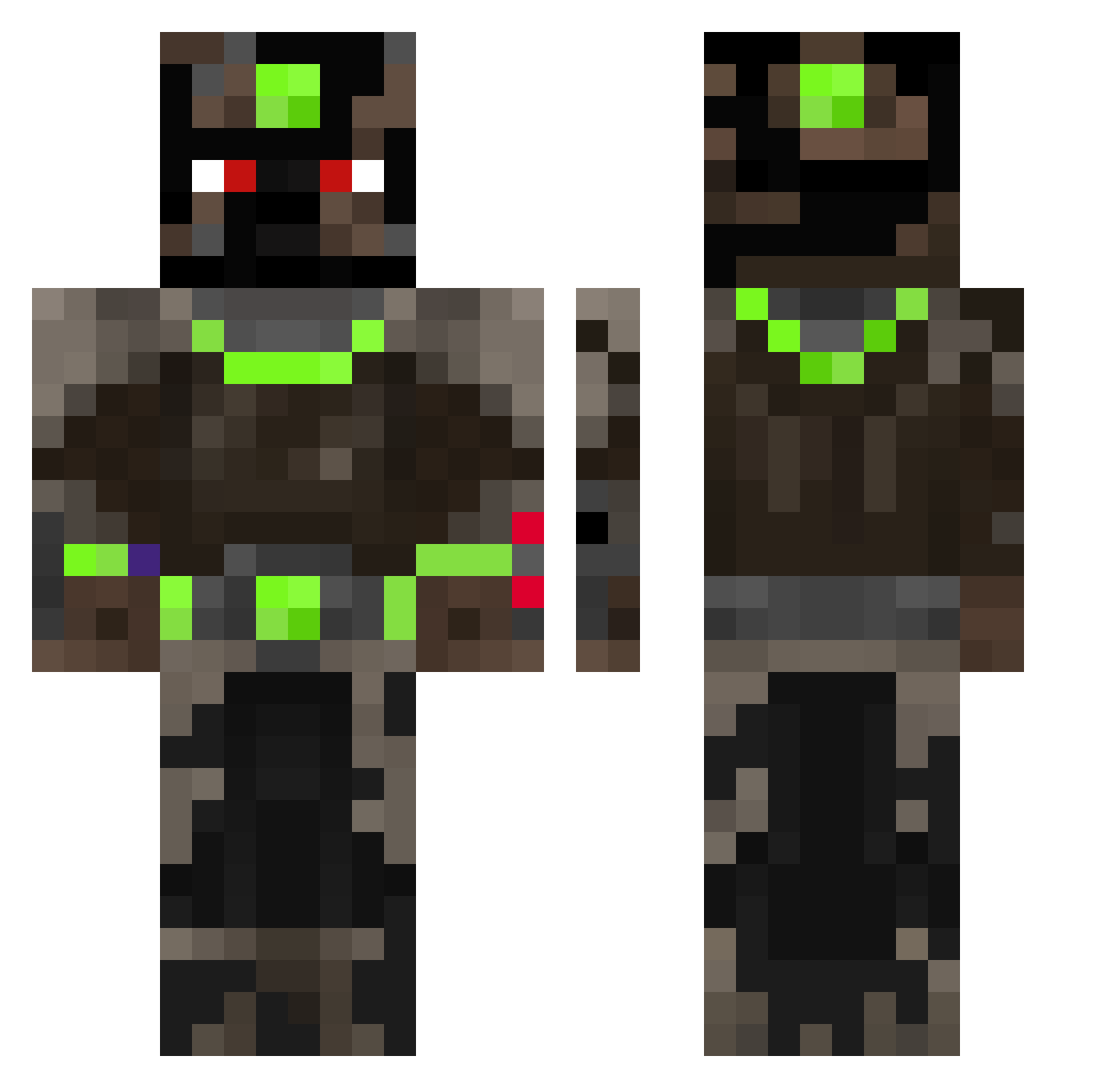 Ratingss Minecraft skin, front and back view