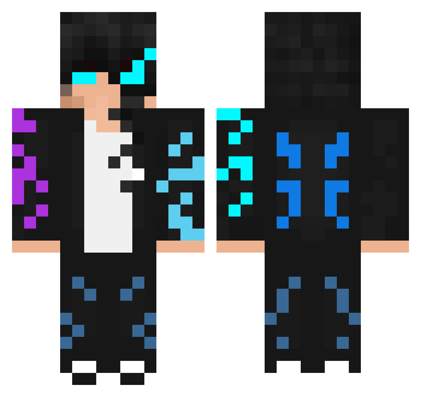 REFLEXplazm Minecraft skin, front and back view