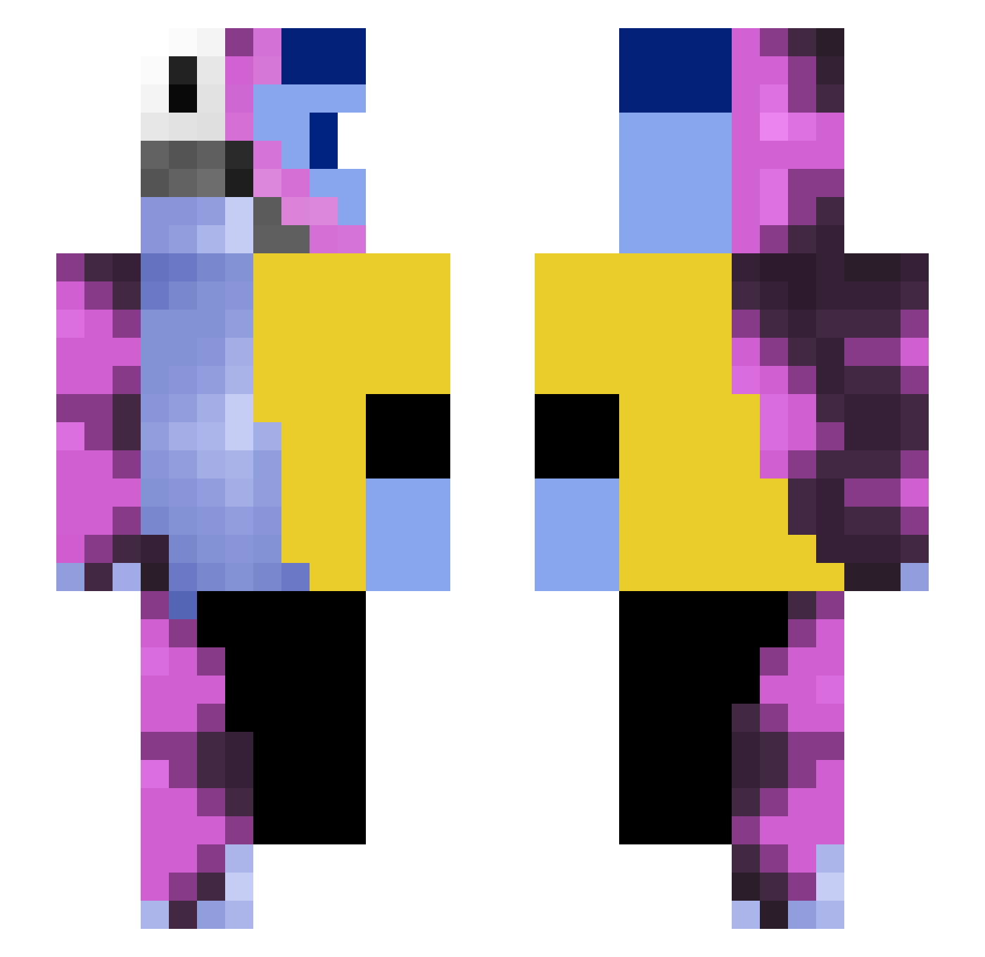 TheBigMelvin Minecraft skin, front and back view
