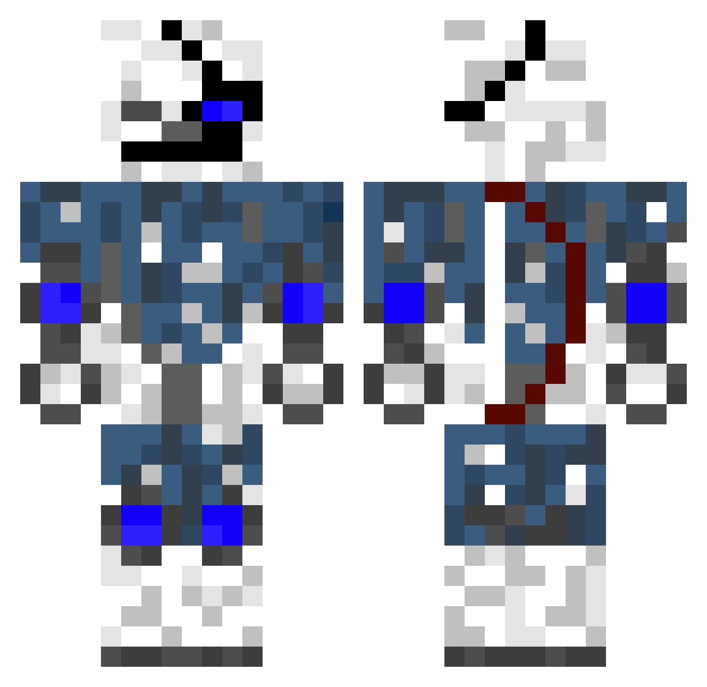 Brewingskeleton Minecraft skin, front and back view