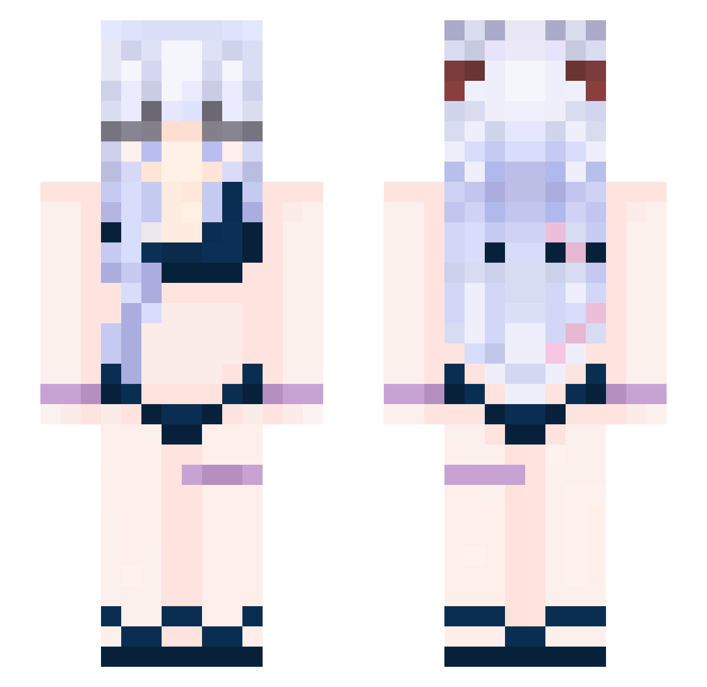 inaNightmare Minecraft skin, front and back view