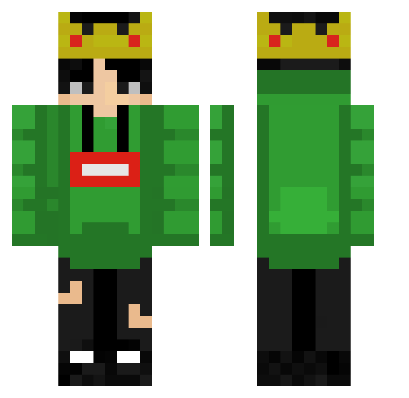 Tomsterpower Minecraft skin, front and back view