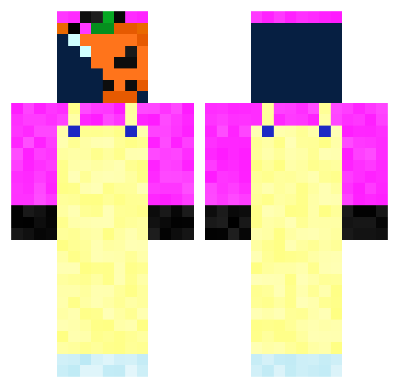 Oriku971 Minecraft skin, front and back view