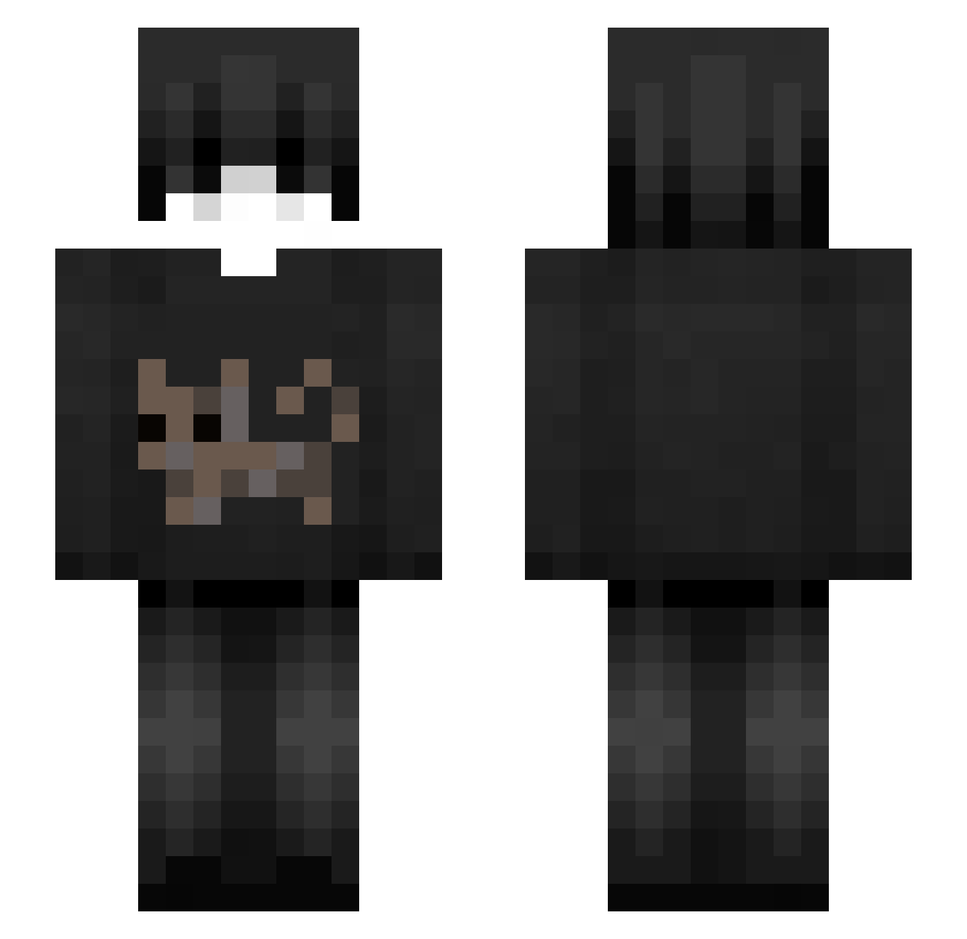 Lovercore Minecraft skin, front and back view