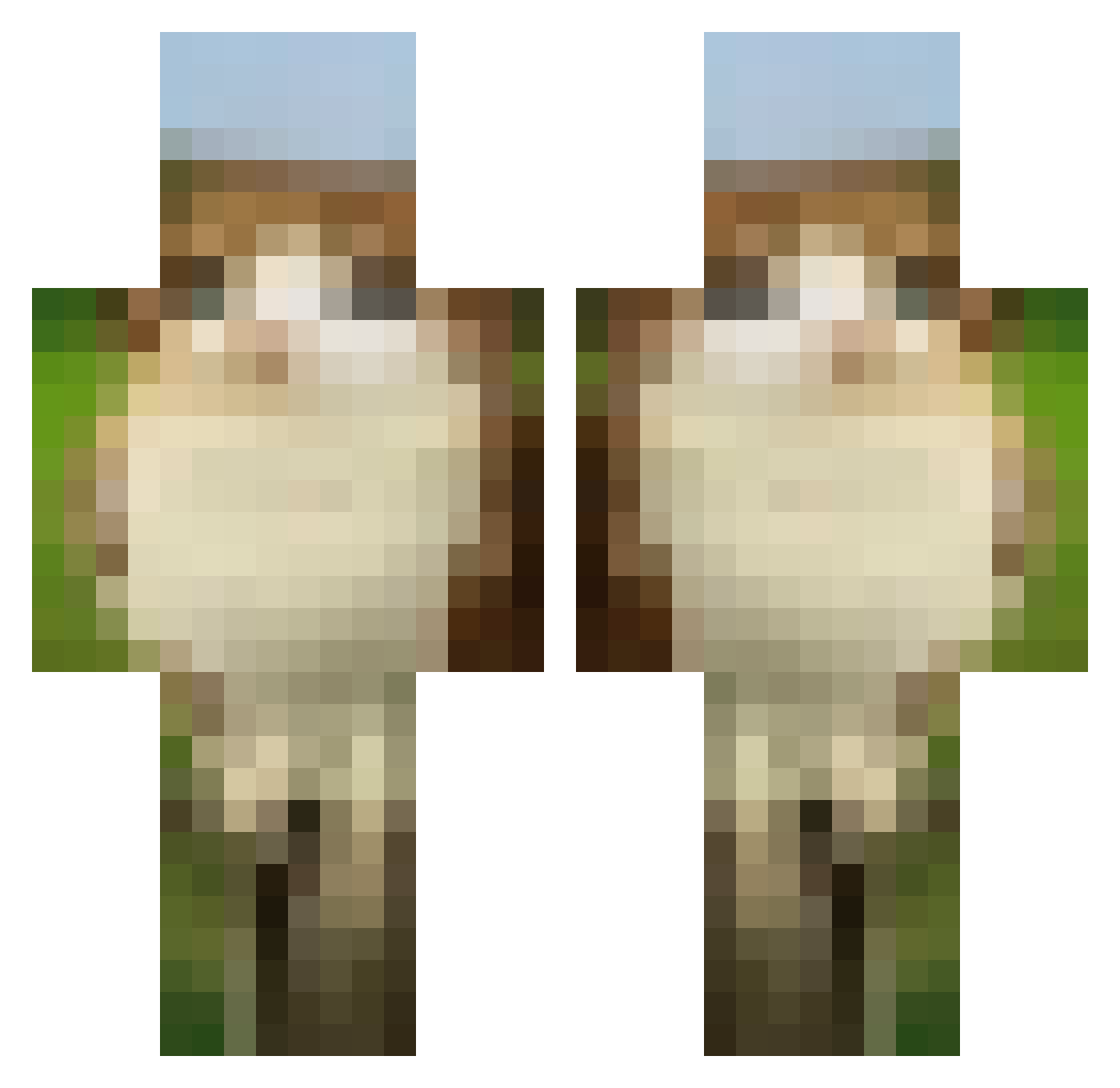 X3dem Minecraft skin, front and back view