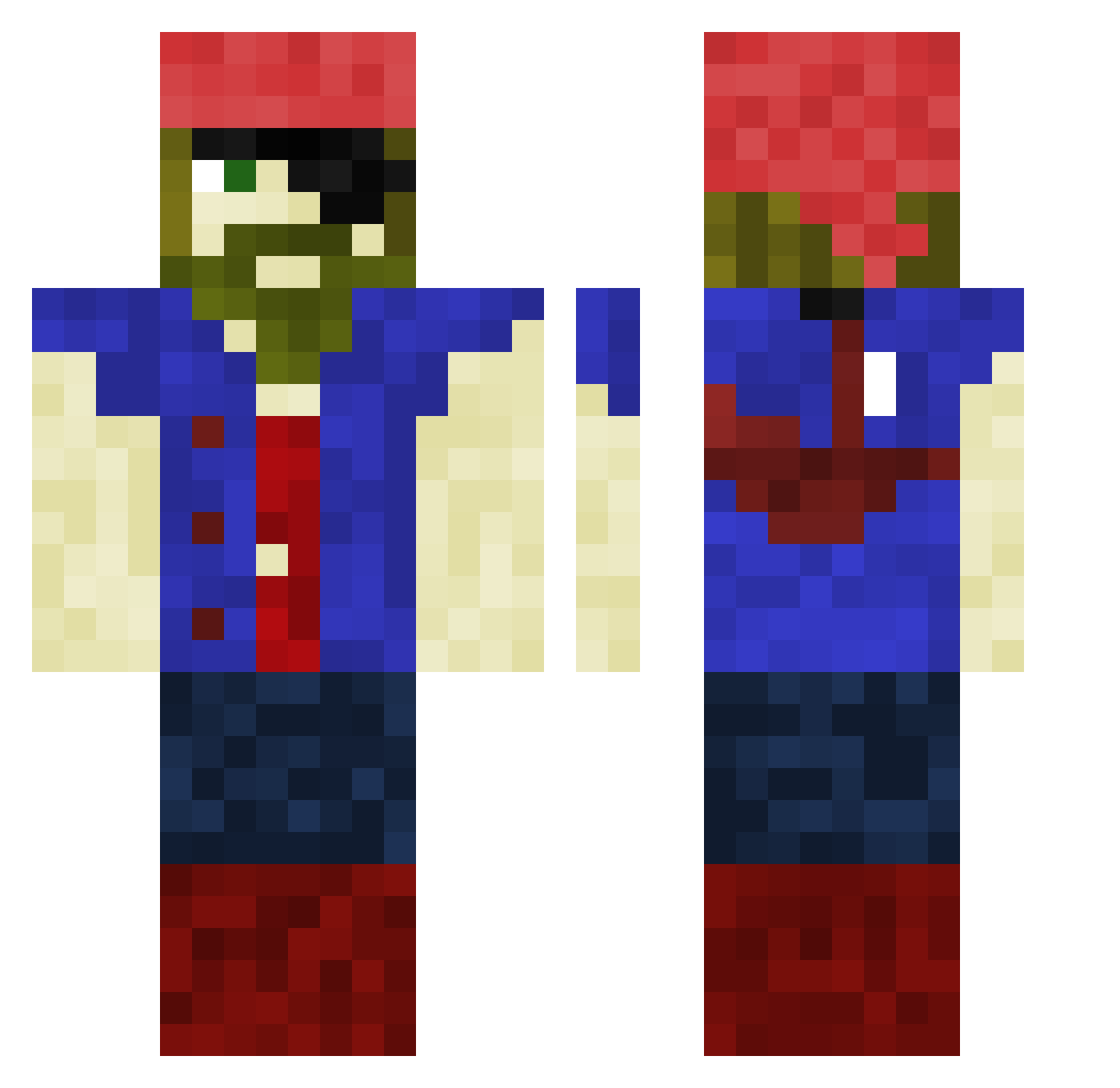 Qwor Minecraft skin, front and back view