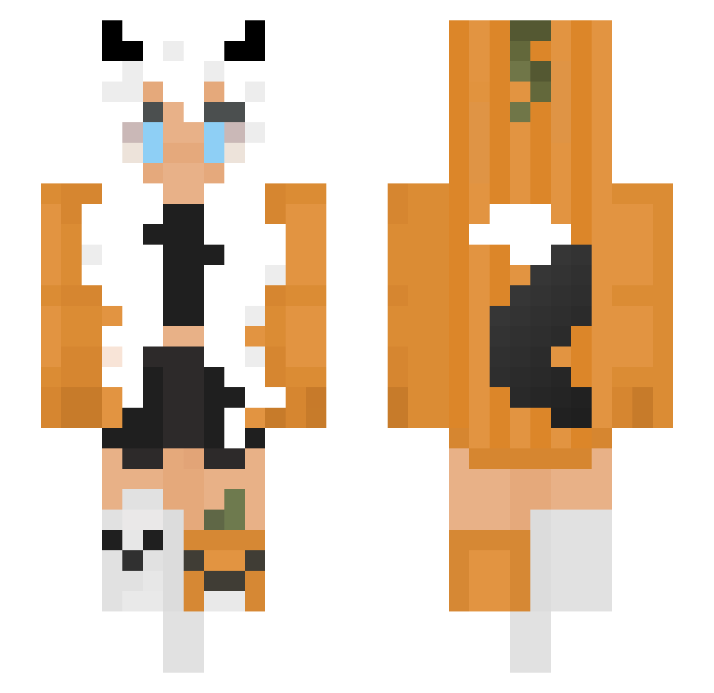 IRavenCorbeau Minecraft skin, front and back view