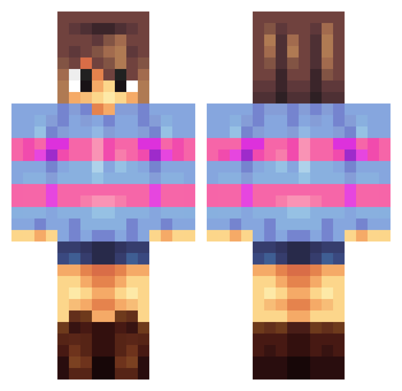 Hikarudesu Minecraft skin, front and back view