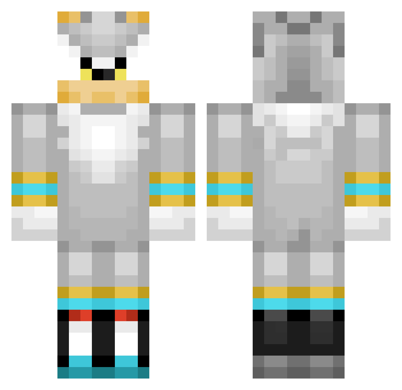 peaceful_fisher Minecraft skin, front and back view
