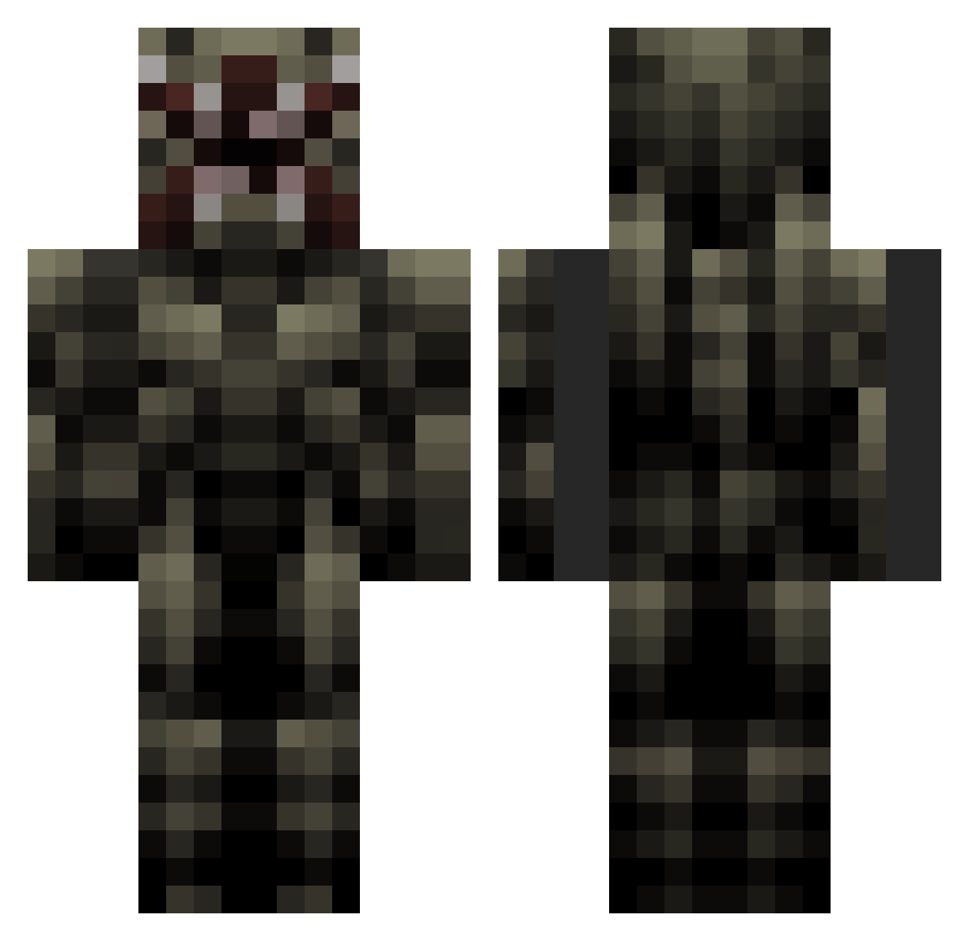 realredpetal Minecraft skin, front and back view